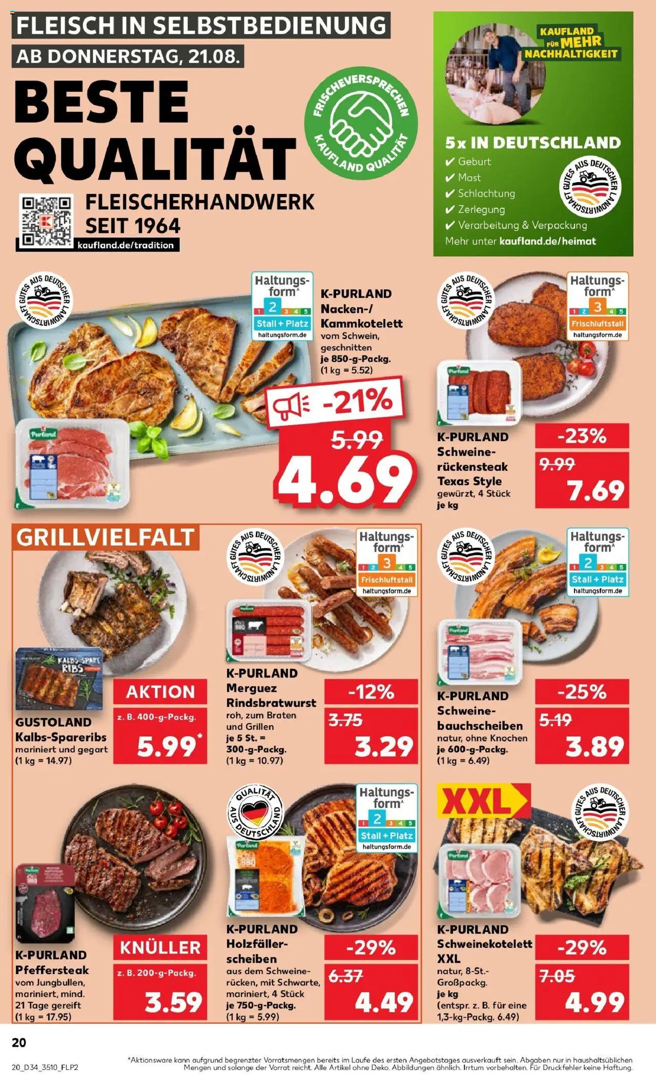 Kaufland prospekt Sömmerda	 - gültig ab dem 21.08.2025 | Seite: 20 | Produkte: Spare ribs, Steak, Fleisch
