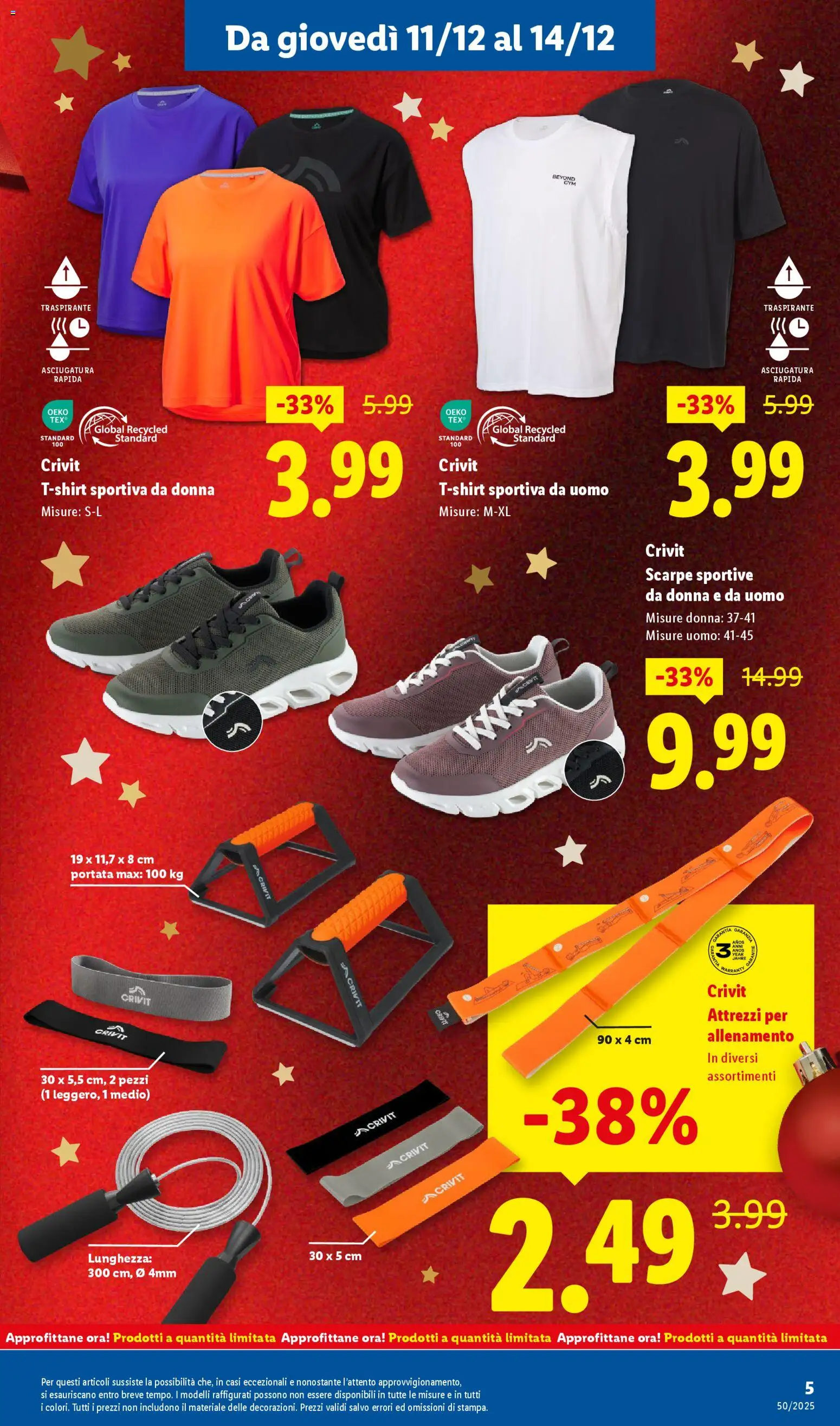 Volantino Lidl del 11.12.2025 | Pagina: 5 | Prodotti: T-shirt, Scarpe, Scarpe sportive