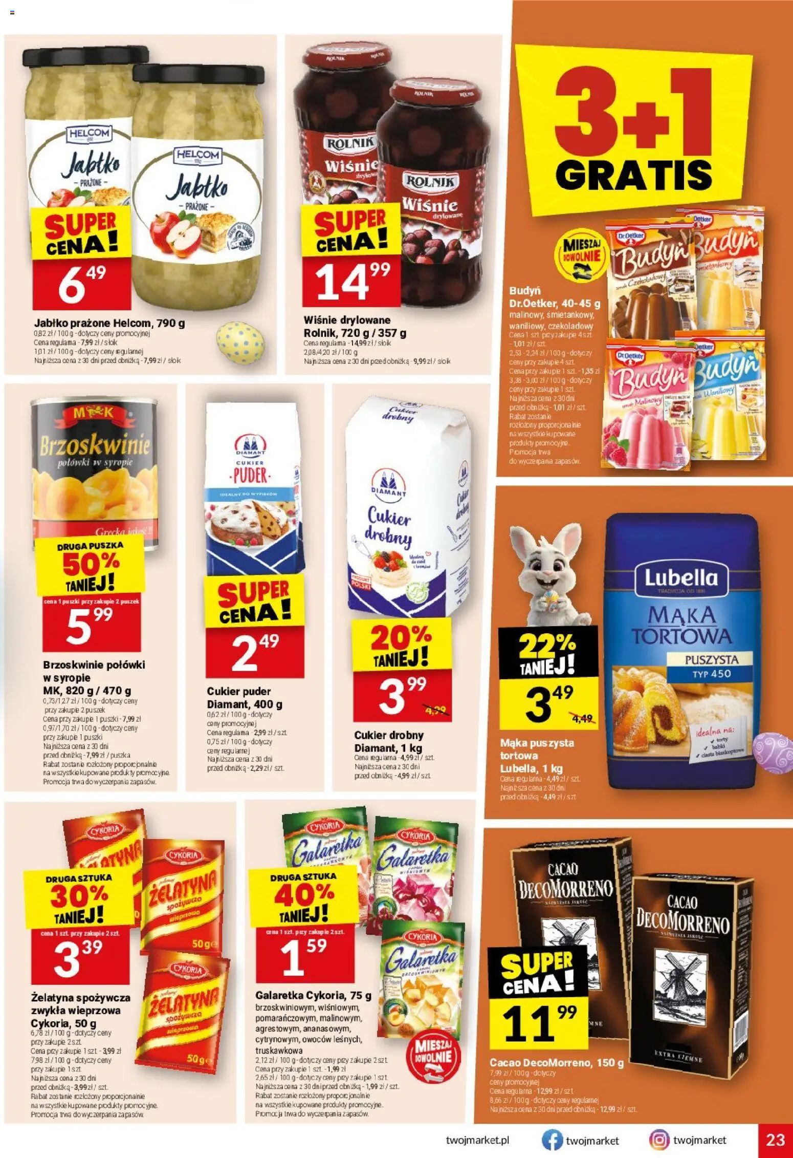 Twój Market gazetka od 18.03.2026 | Strona: 23 | Produkty: Galaretka, Wiśnie, Wiśnie drylowane, Cukier