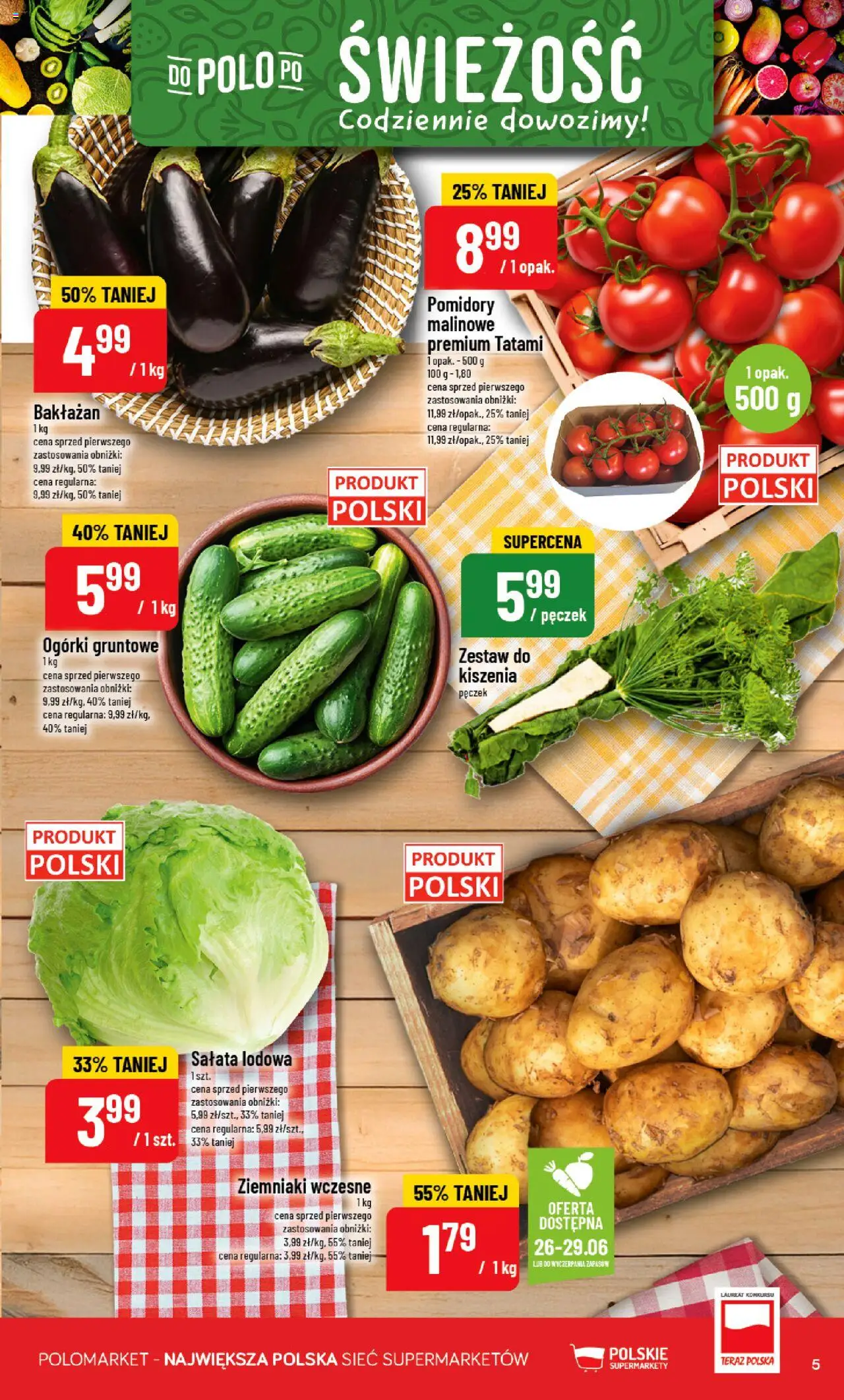 POLOmarket Gazetka od 25.06.2025 | Strona: 5 | Produkty: Bakłażan, Pomidory malinowe, Pomidory, Ziemniaki