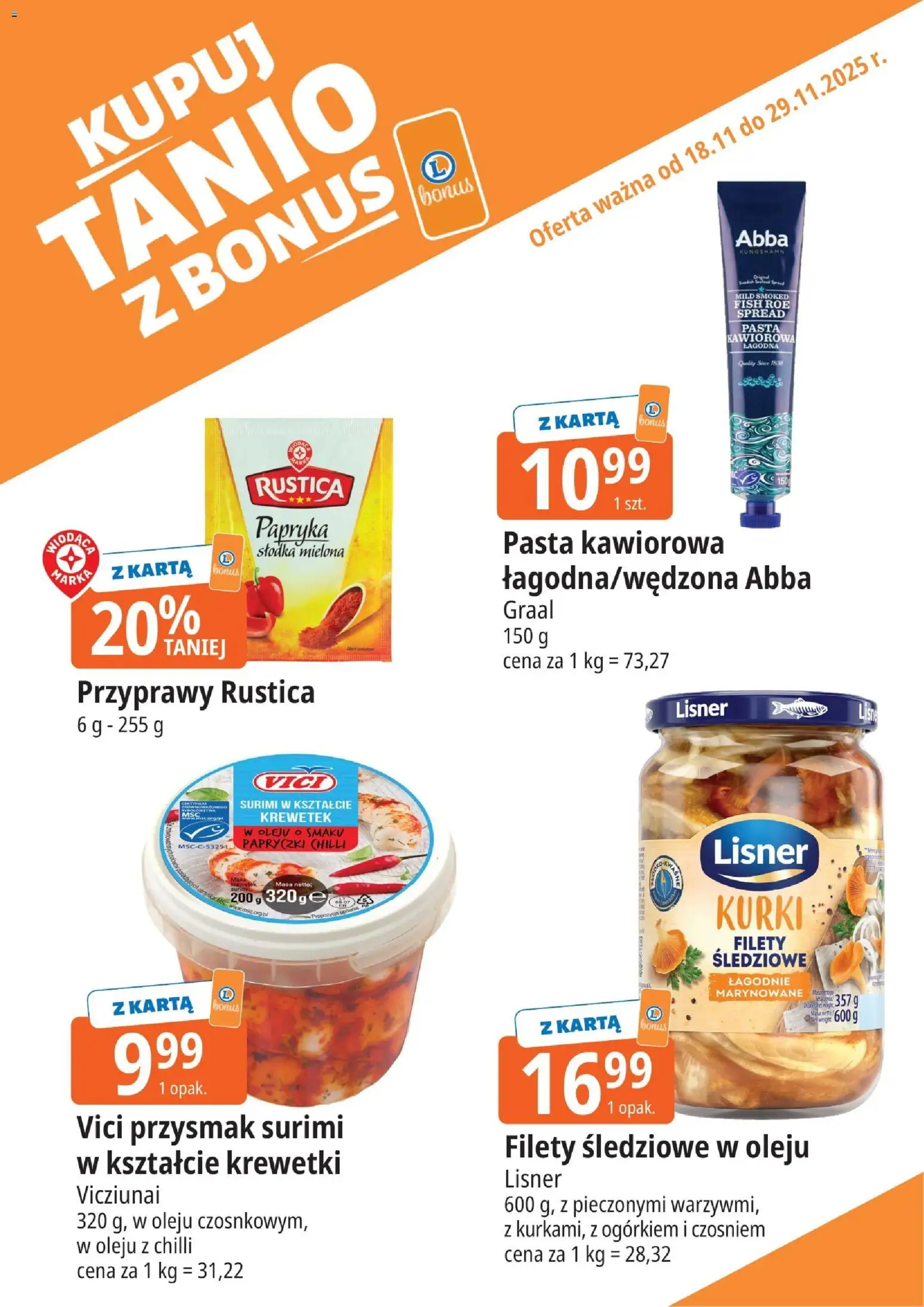 E.Leclerc Gazetka - Kłodzko kupony dodatkowe od 18.11.2025 | Strona: 9 | Produkty: Krewetki, Surimi, Papryka, Przyprawy