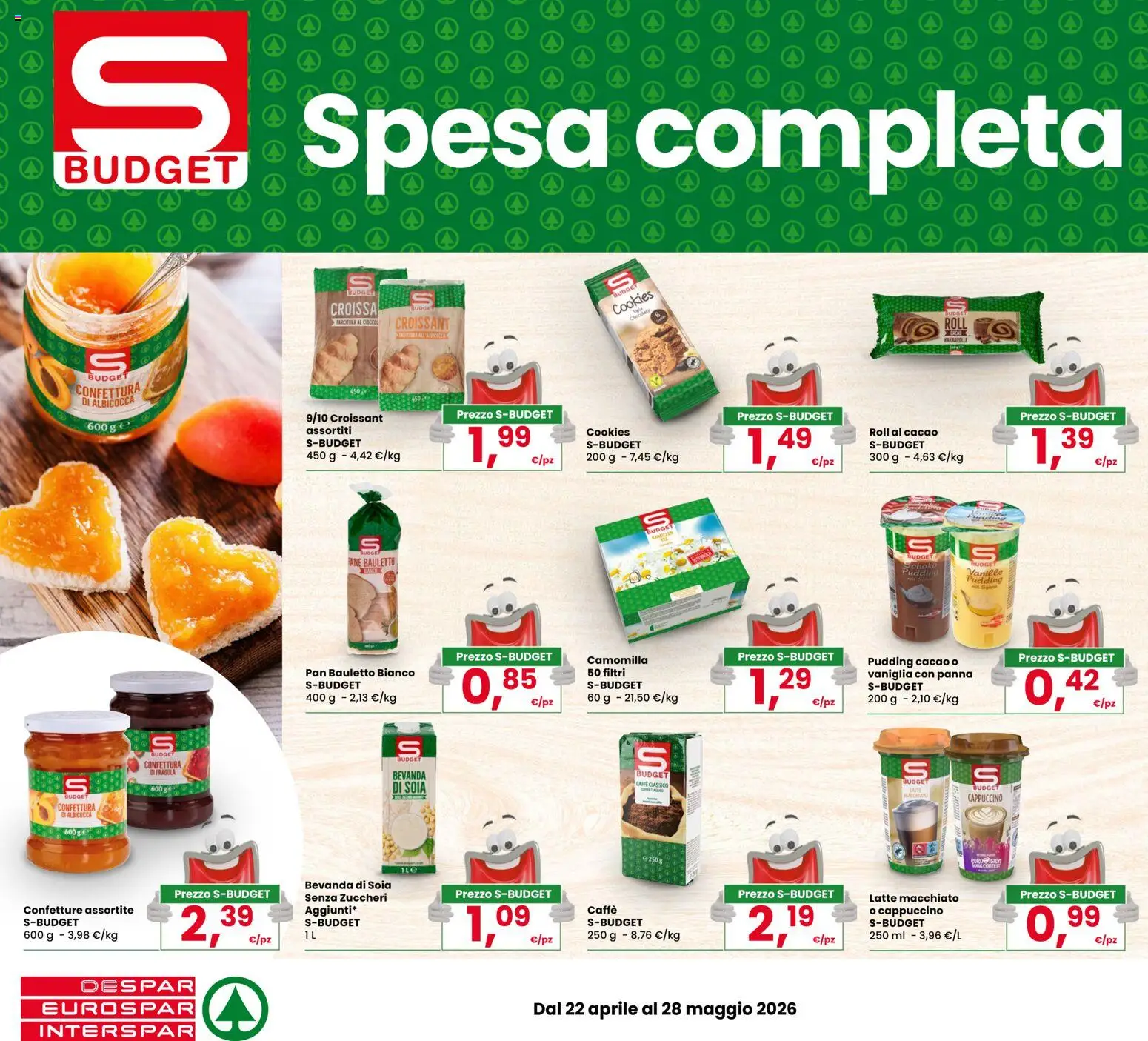 Volantino Despar del 22.04.2026 | Pagina: 4 | Prodotti: Caffè, Panna, Cacao, Bevanda di soia