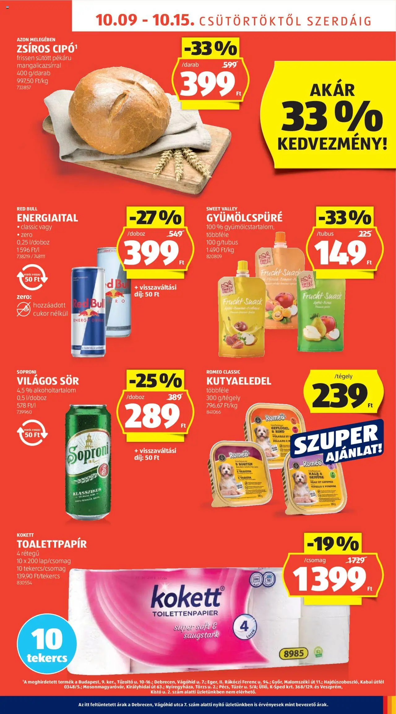 Aldi akciós ujság - amely érvényes a következő dátumtól: 09.10.2025 | Oldal: 9 | Termékek: Energiaital, Kutyaeledel, Sör, Cukor