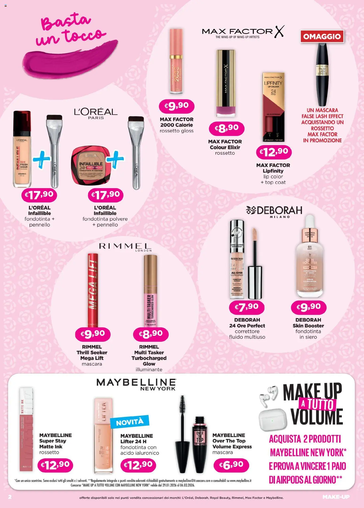 Volantino La Saponeria del 05.02.2026 | Pagina: 2 | Prodotti: Mascara, Rossetto, Fondotinta, Airpods