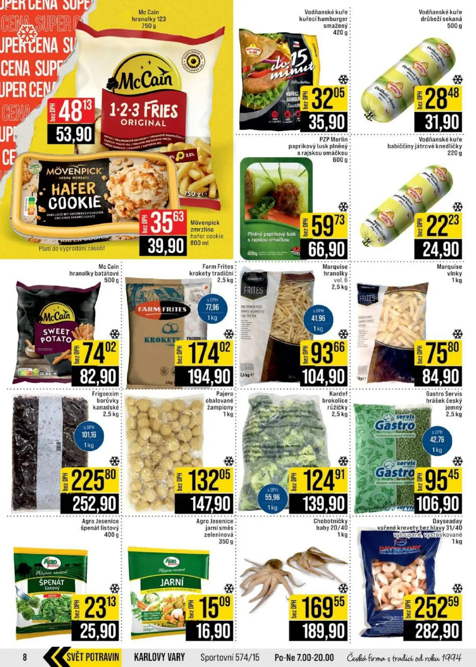 Jip leták - Cash & Carry od 15.04.2026 | Strana: 8 | Produkty: Žampiony, Zmrzlina, Sekaná, Hrášek