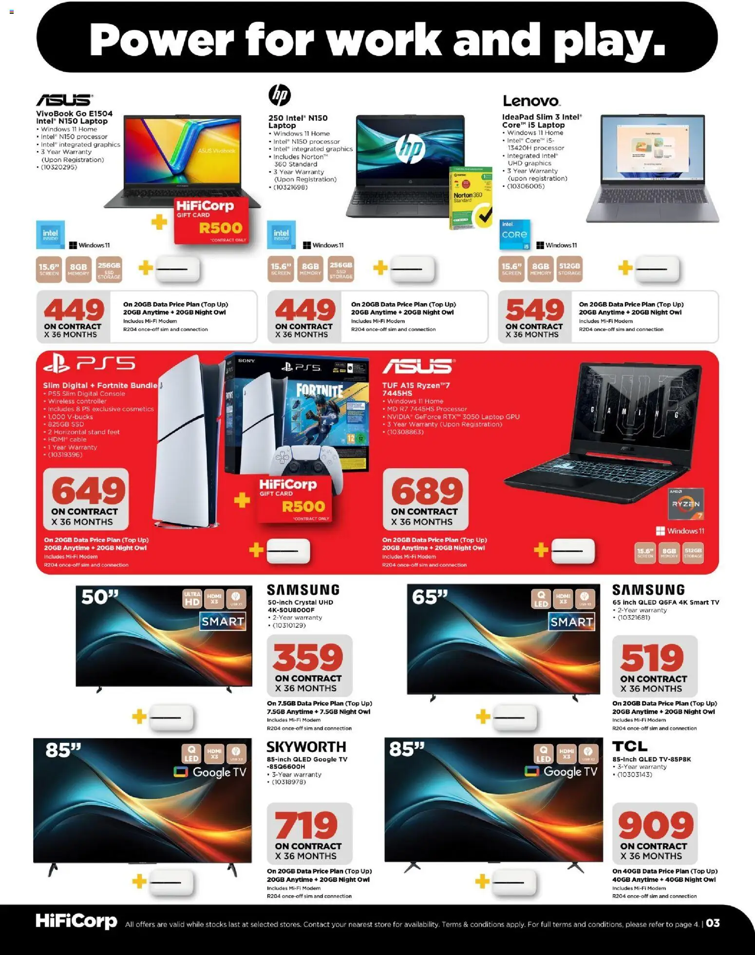 New HiFi Corp catalogue – valid from 02.04.2026 | Page: 3 | Products: Data, Sim, Laptop, TV