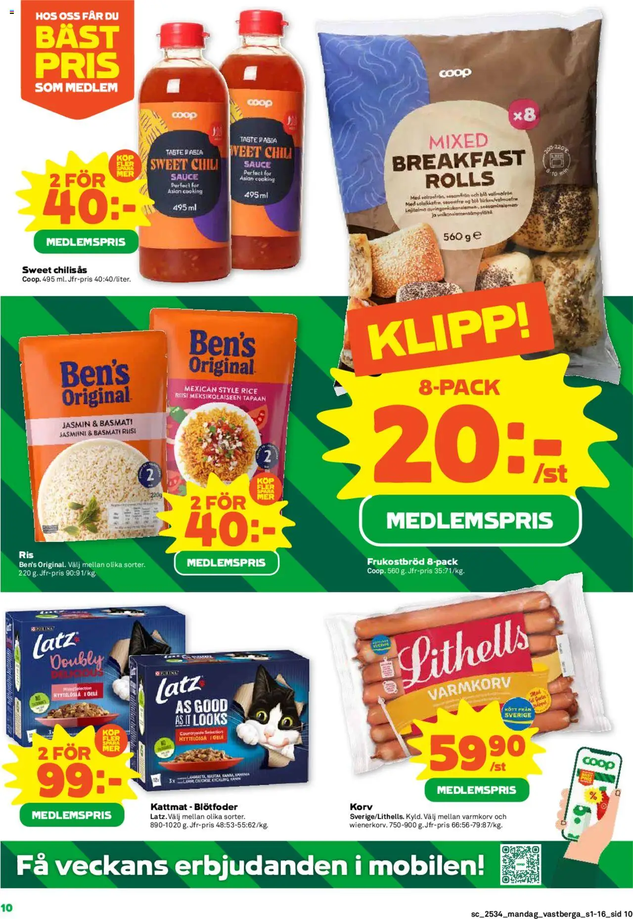 Coop Forum reklamblad aktuell från 18.08.2025 | Sida: 10 | Produkter: Varmkorv, Chili, Kattmat