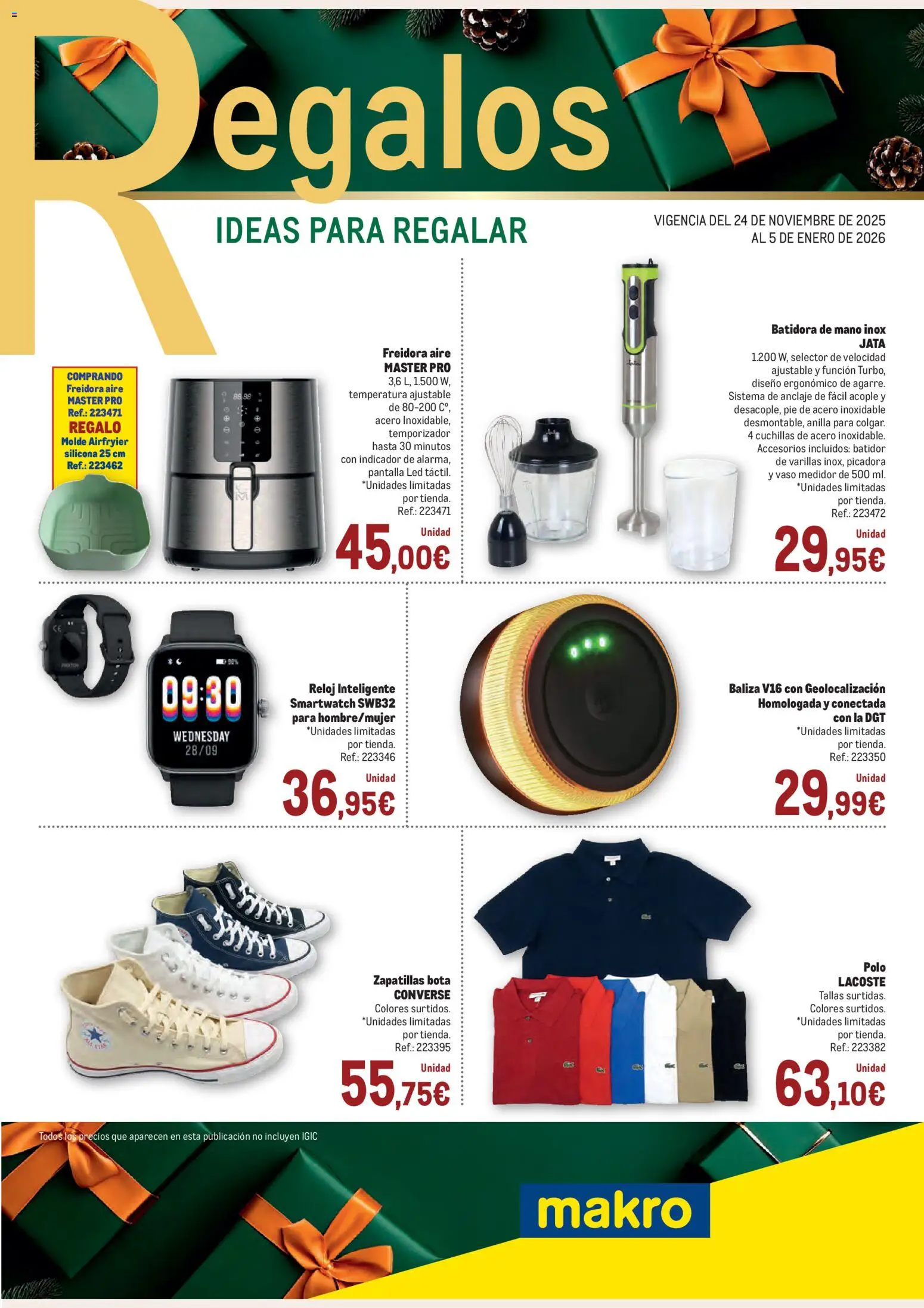 Makro - Ideas Regalos Canarias │ válido desde el 24.11.2025 | Página: 1 | Productos: Zapatillas, Reloj, Batidora, Freidora