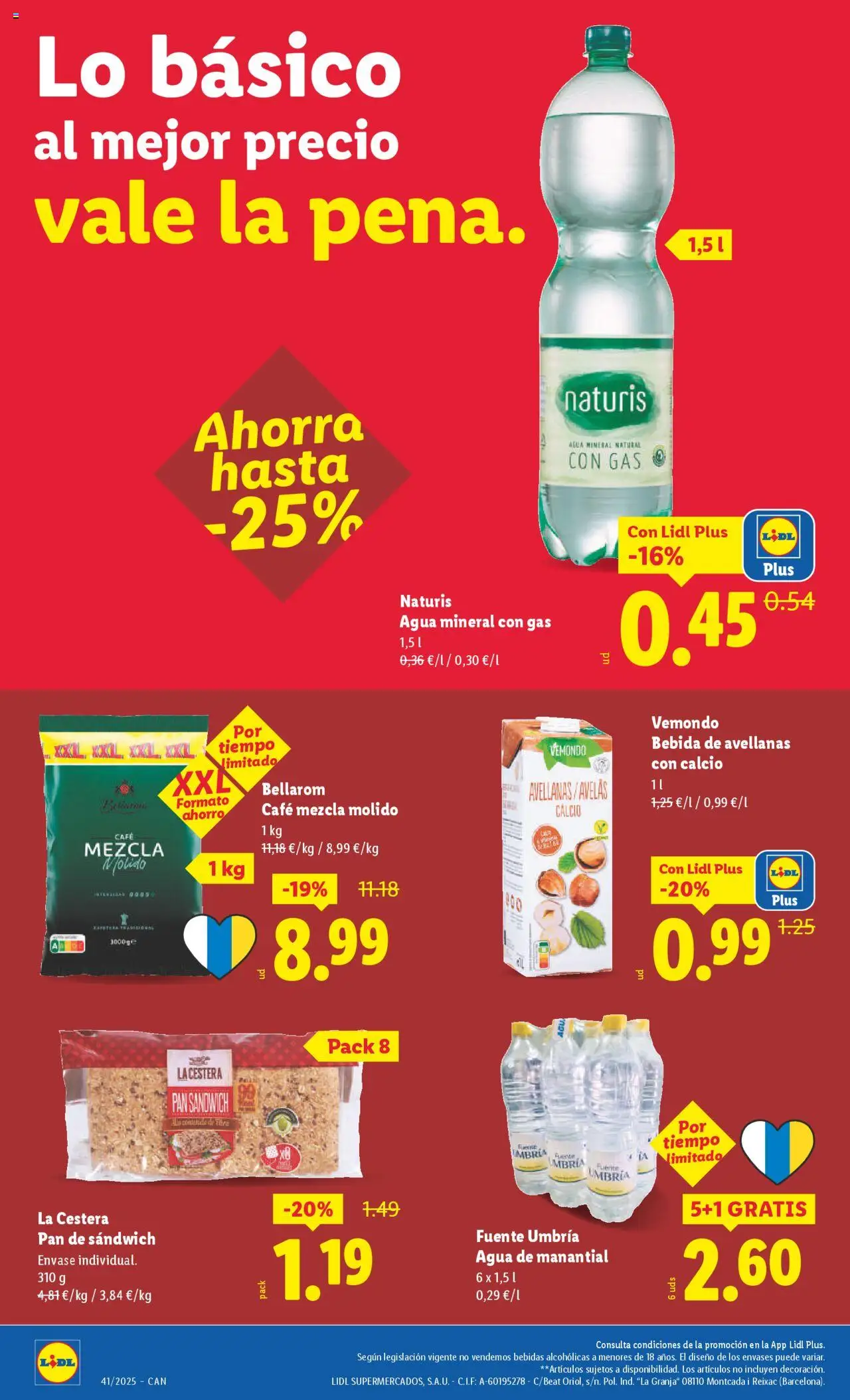 Lidl - Canarias │ válido desde el 06.10.2025 | Página: 2 | Productos: Pan, Café, Agua mineral