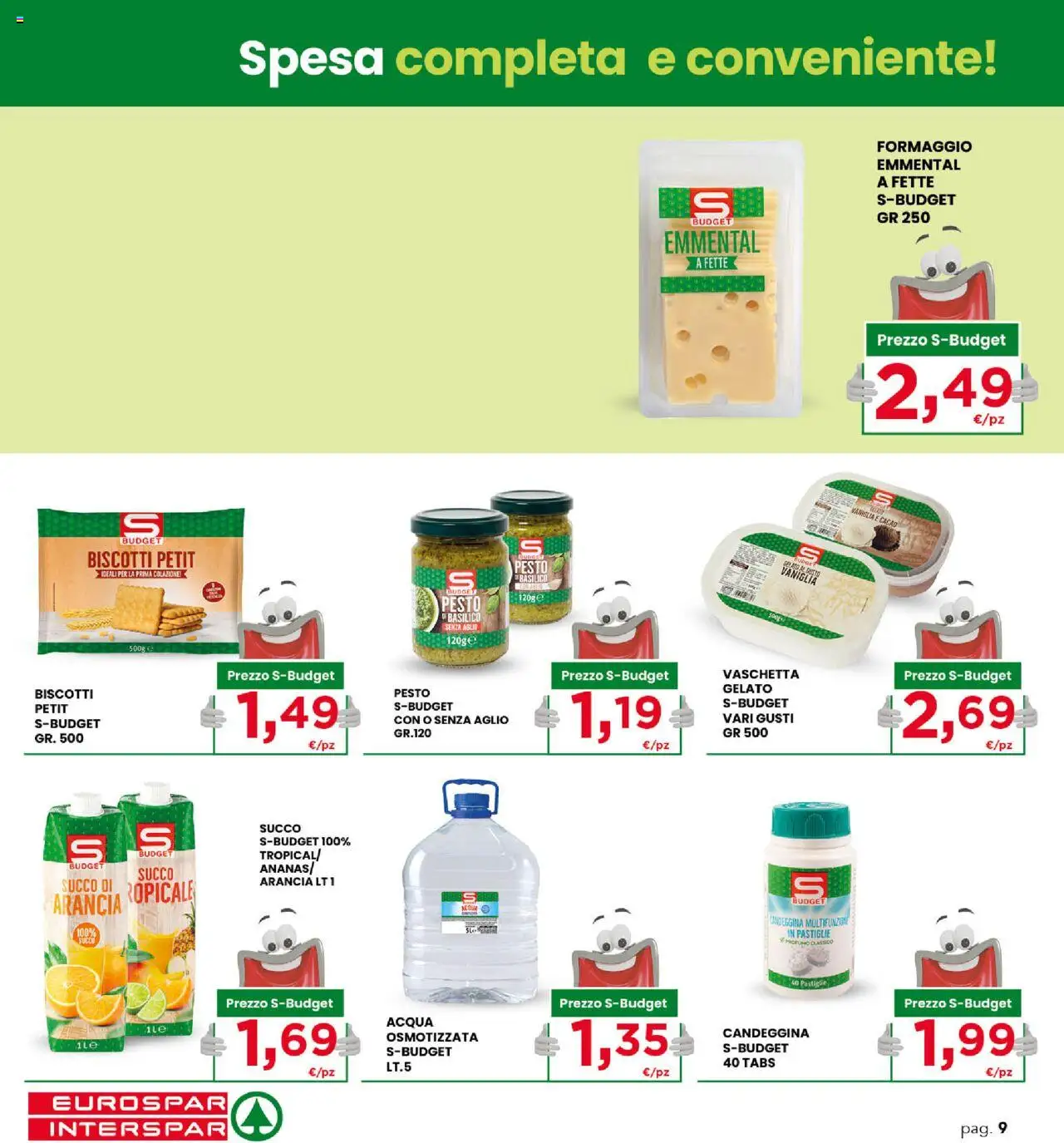 Volantino Eurospar del 29.09.2025 | Pagina: 9 | Prodotti: Candeggina, Acqua, Aglio, Cacao