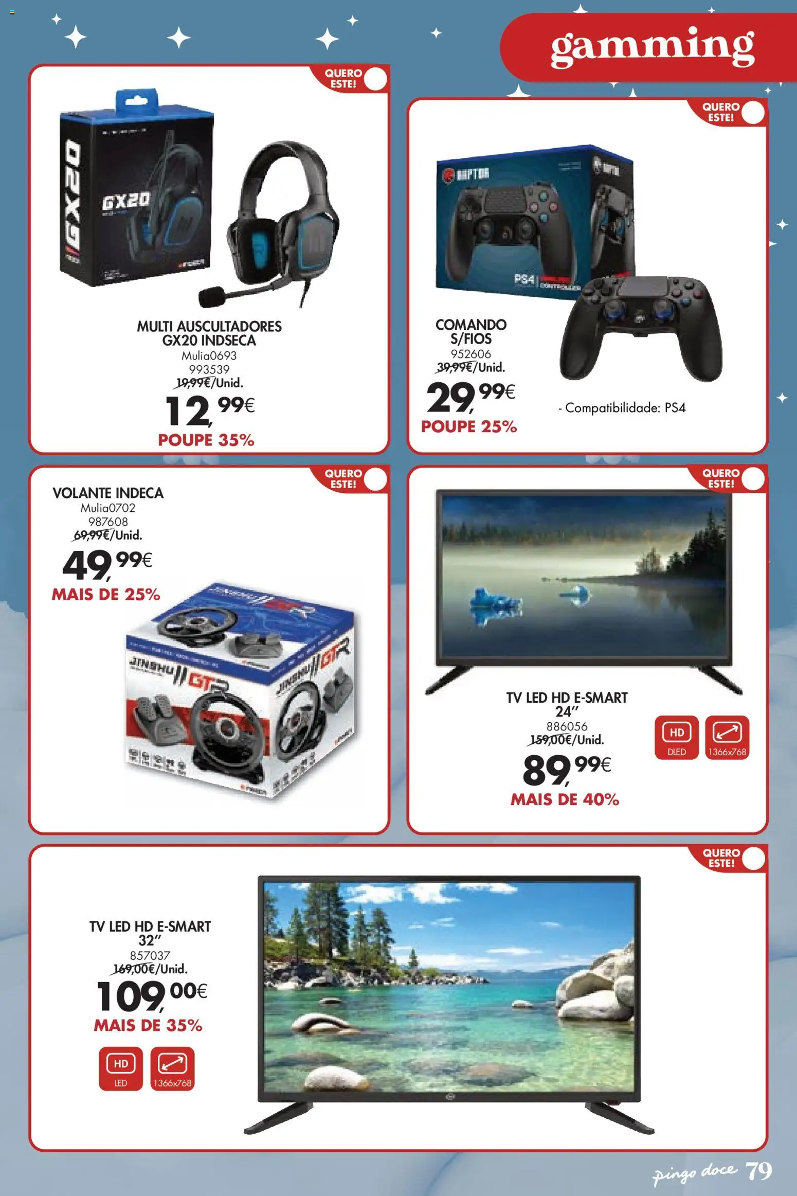 Pingo Doce  Brinquedos Natal Lojas Hipers │ válido de 18.11.2025 | Página: 79 | Produtos: Tv led, Headset