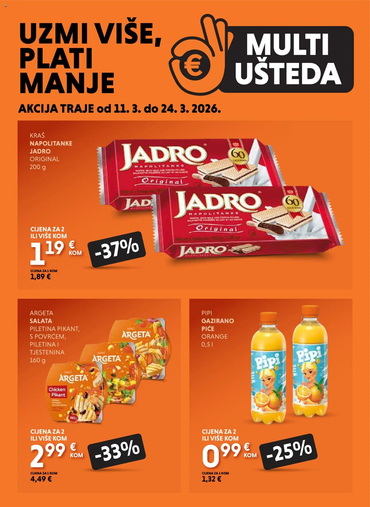 Studenac katalog | vrijedi od 11.03.2026 | Stranica: 1 | Proizvodi: Piletina, Tjestenina, Salata, Napolitanke
