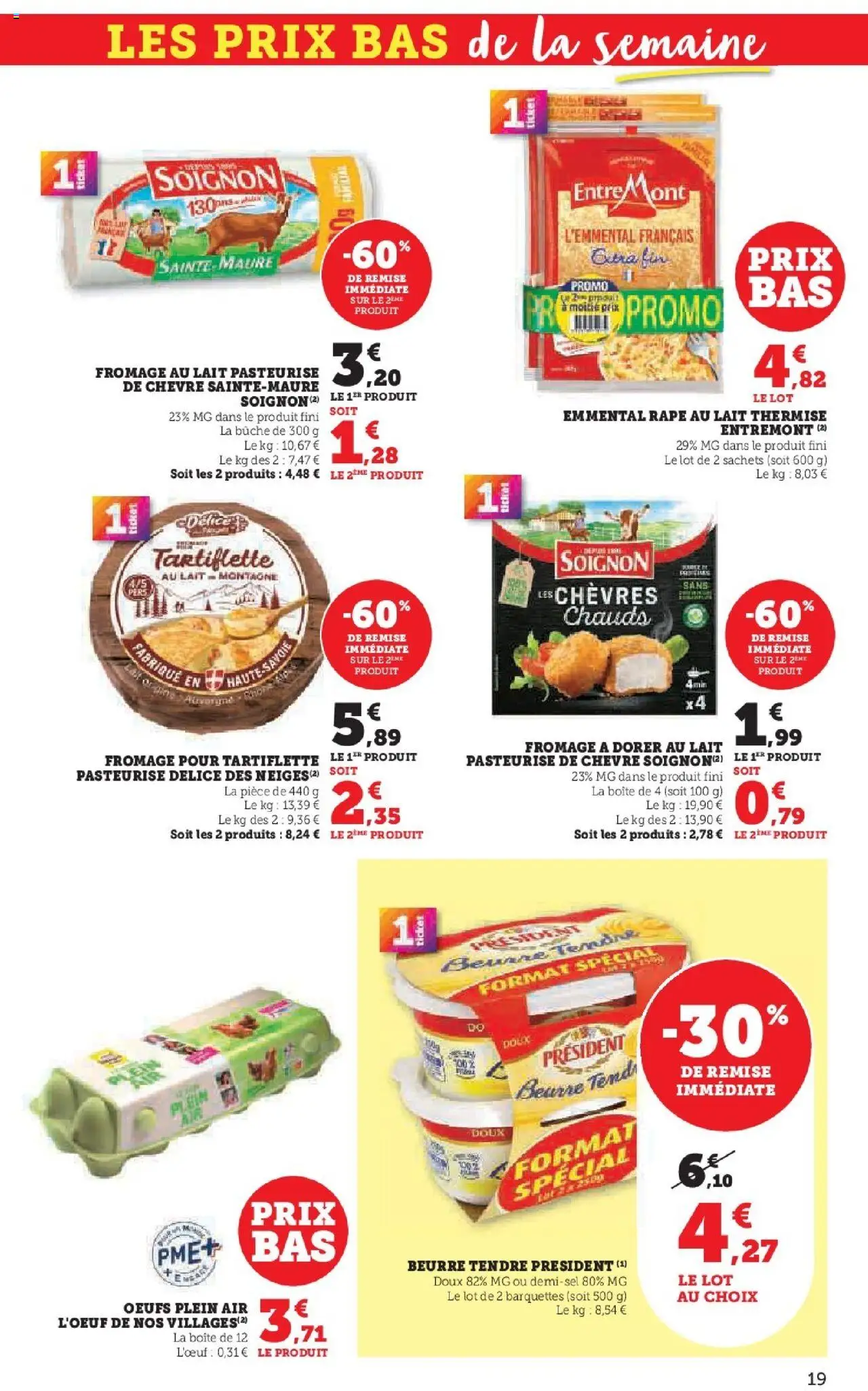 {H1} | Page: 19 | Produits: Tartiflette, Lait, Œufs, Fromage pour tartiflette
