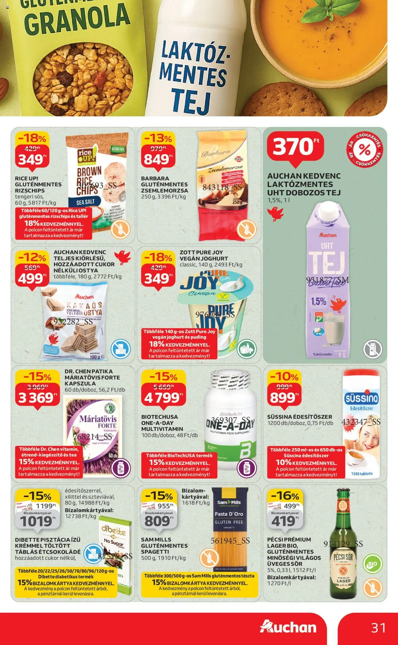Auchan akciós ujság - amely érvényes a következő dátumtól: 28.08.2025 | Oldal: 31 | Termékek: Zsemlemorzsa, Pisztácia, Sör, Tea