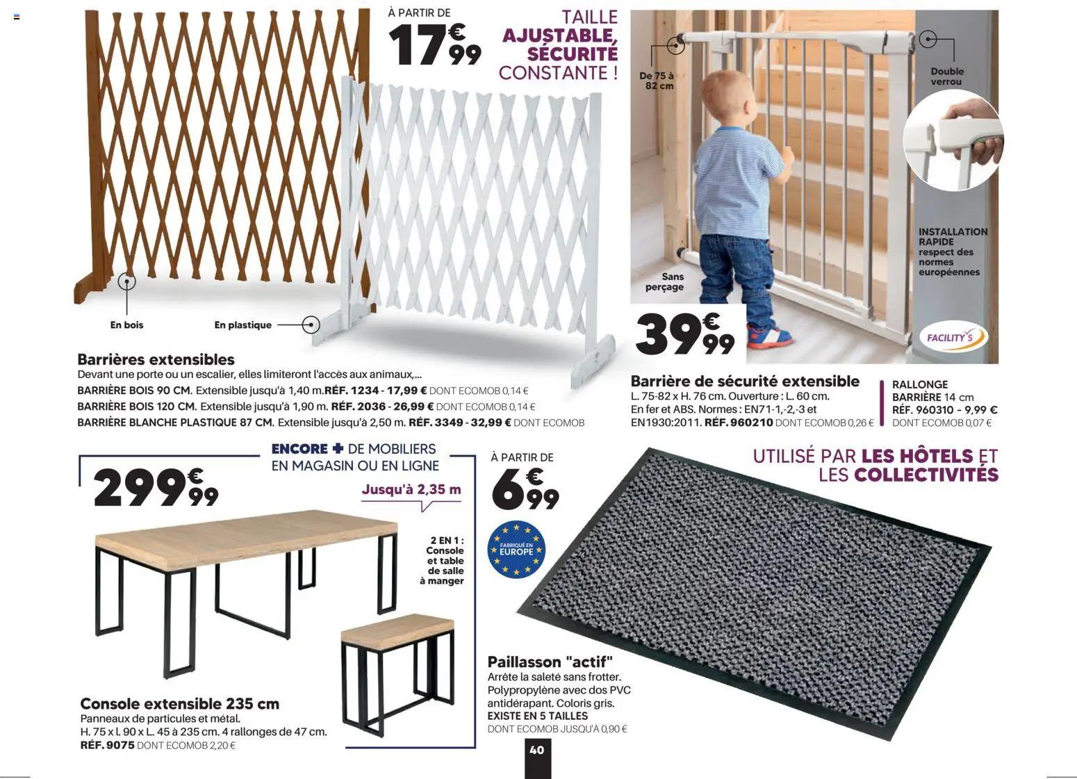 {H1} | Page: 40 | Produits: Verrou, Porte, Table, Paillasson