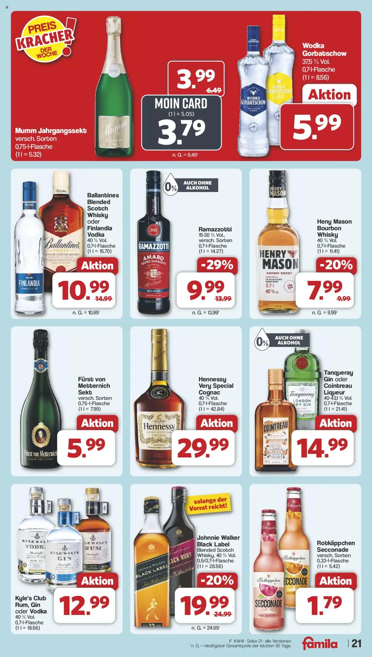 Famila Nordwest Prospekt 	 – gültig ab 06.10.2025 | Seite: 23 | Produkte: Furst von metternich, Vodka, Gin, Ramazzotti