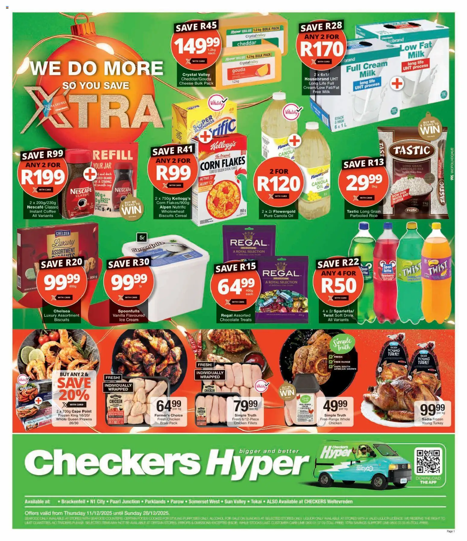 New Checkers catalogue – valid from 11.12.2025 | Page: 1 | Products: Corn, Beans, Cheese, Ice cream