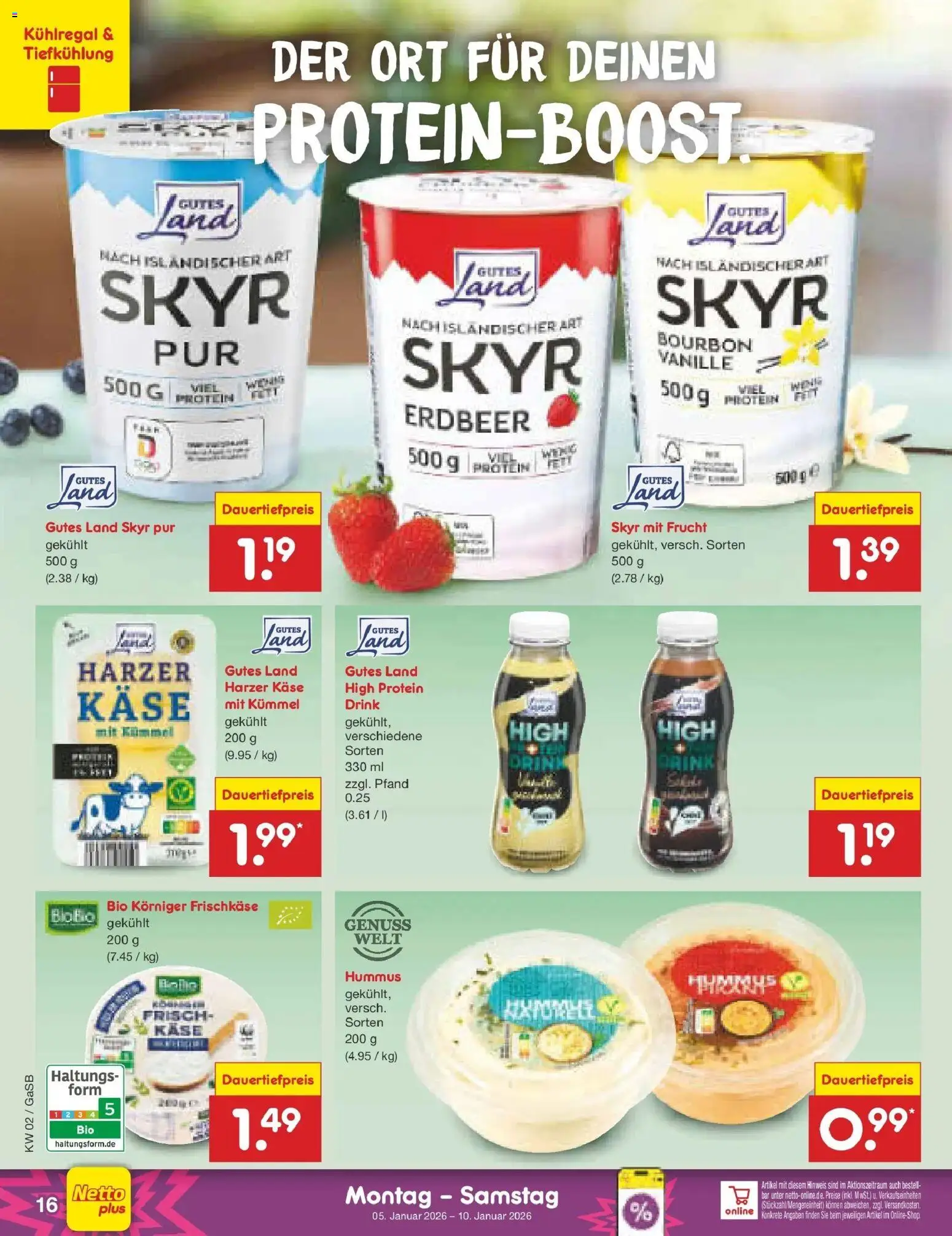 Netto Marken-Discount - Netto: Wochenangebote – gültig ab 05.01.2026 | Seite: 16 | Produkte: Käse, Skyr, Bourbon, Frischkase