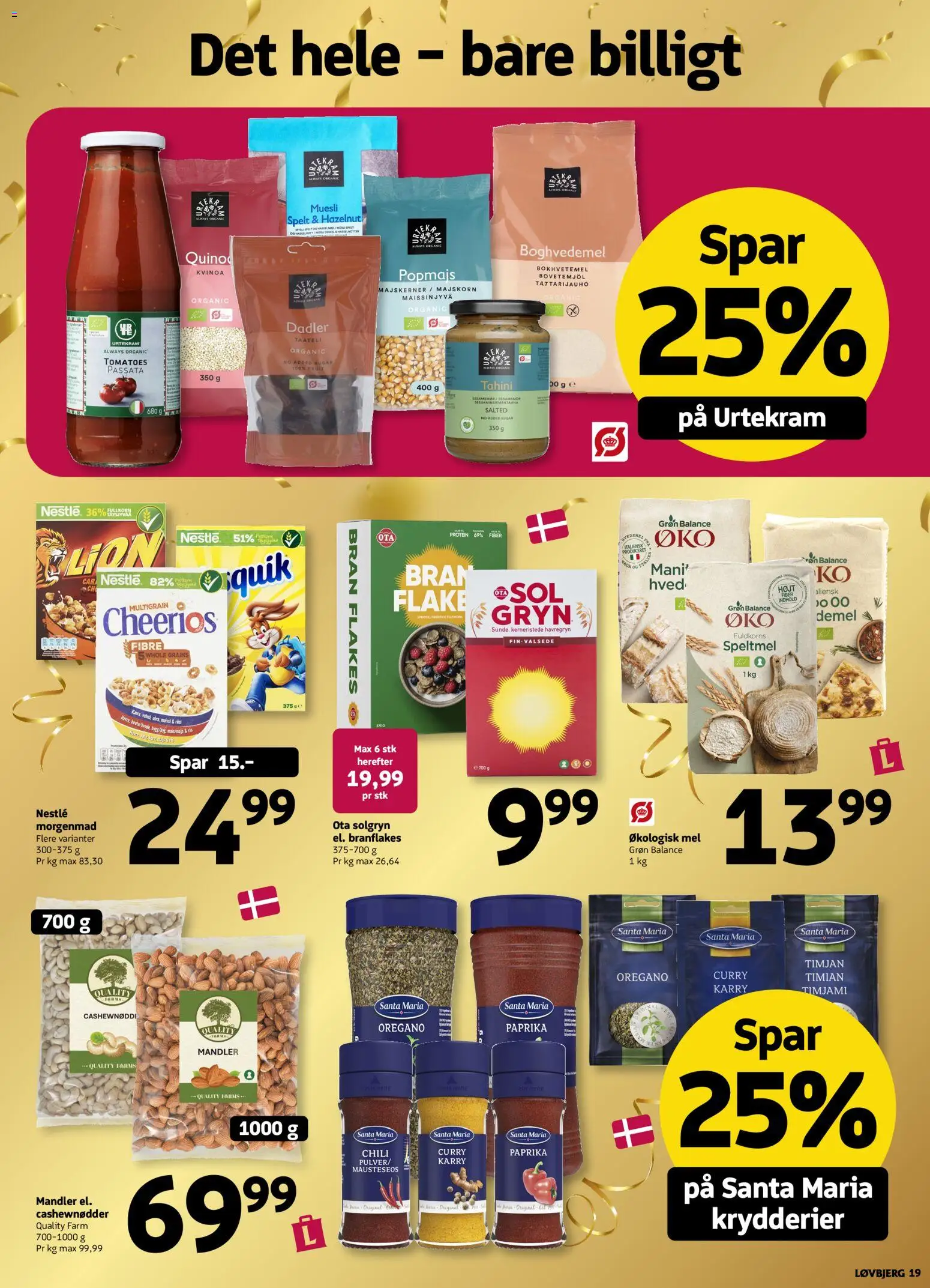 Løvbjerg tilbudsavis – gyldig fra 10.04.2026 | Side: 19 | Produkter: Mandler, Havregryn, Cashewnødder, Dadler