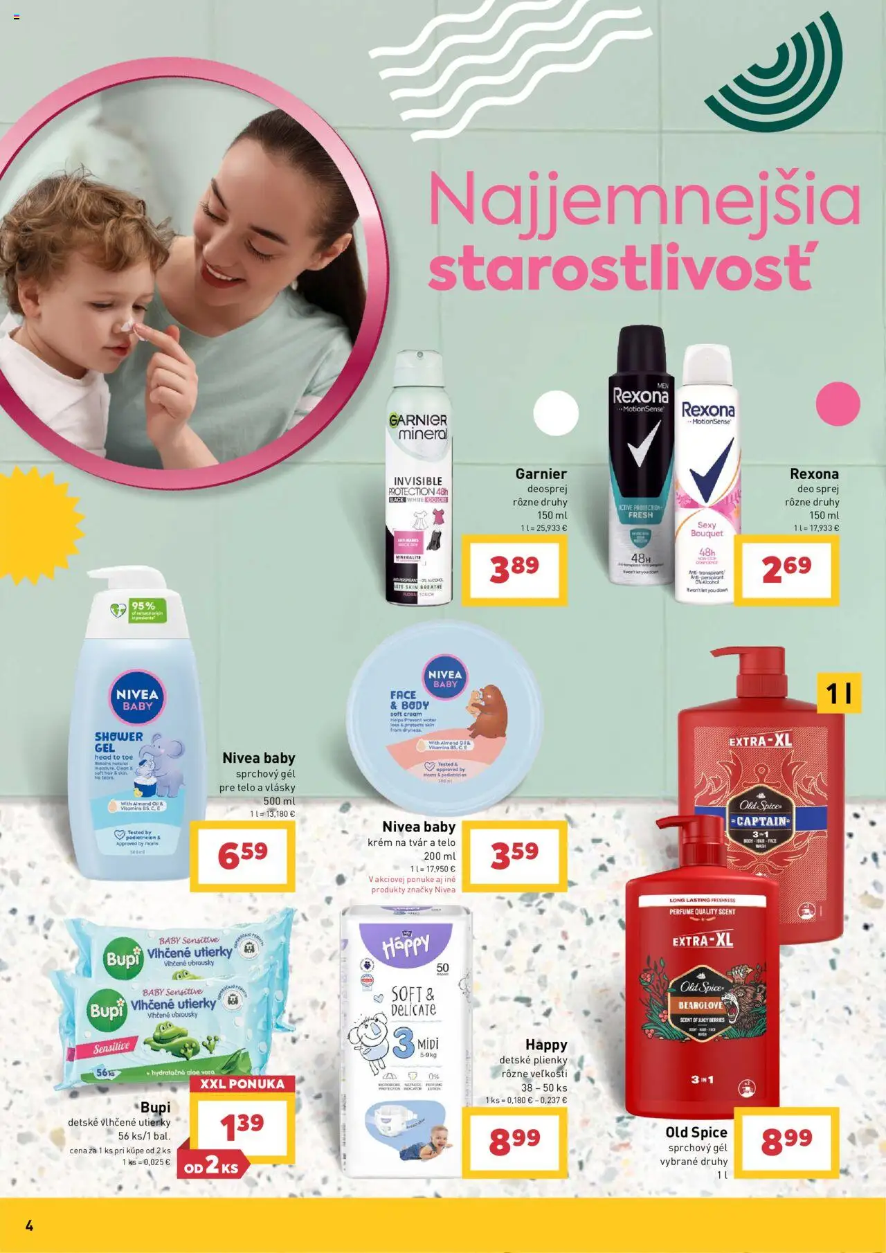 Billa pre váš dobrý pocit z čistoty │ platný od 30.07.2025 | Strana: 4 | Produkty: Nivea, Old Spice, Sprchový gél, Antiperspirant