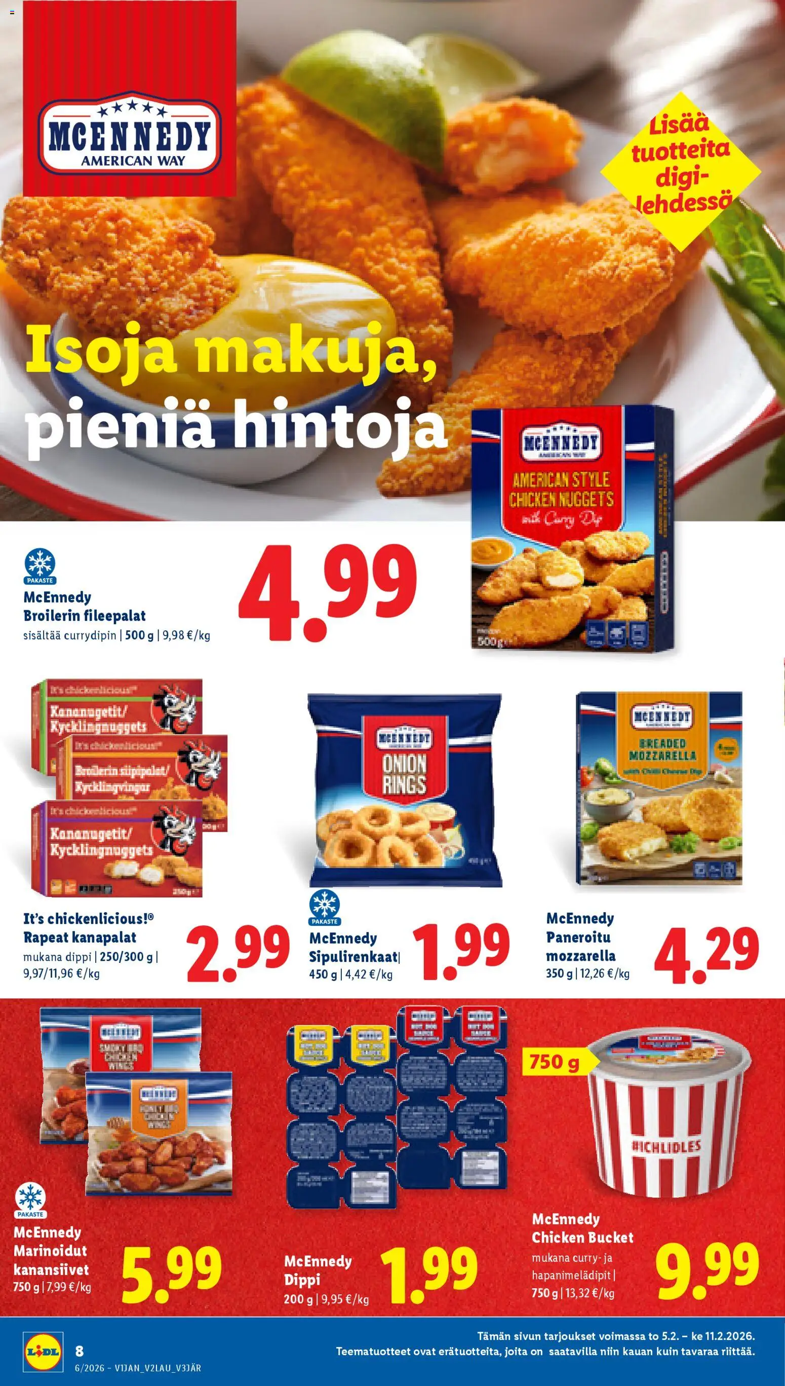 Lidl tarjoukset - Tampere – voimassa 05.02.2026 alkaen | Sivu: 8 | Tuotteet: Mozzarella, Kanansiivet, Curry