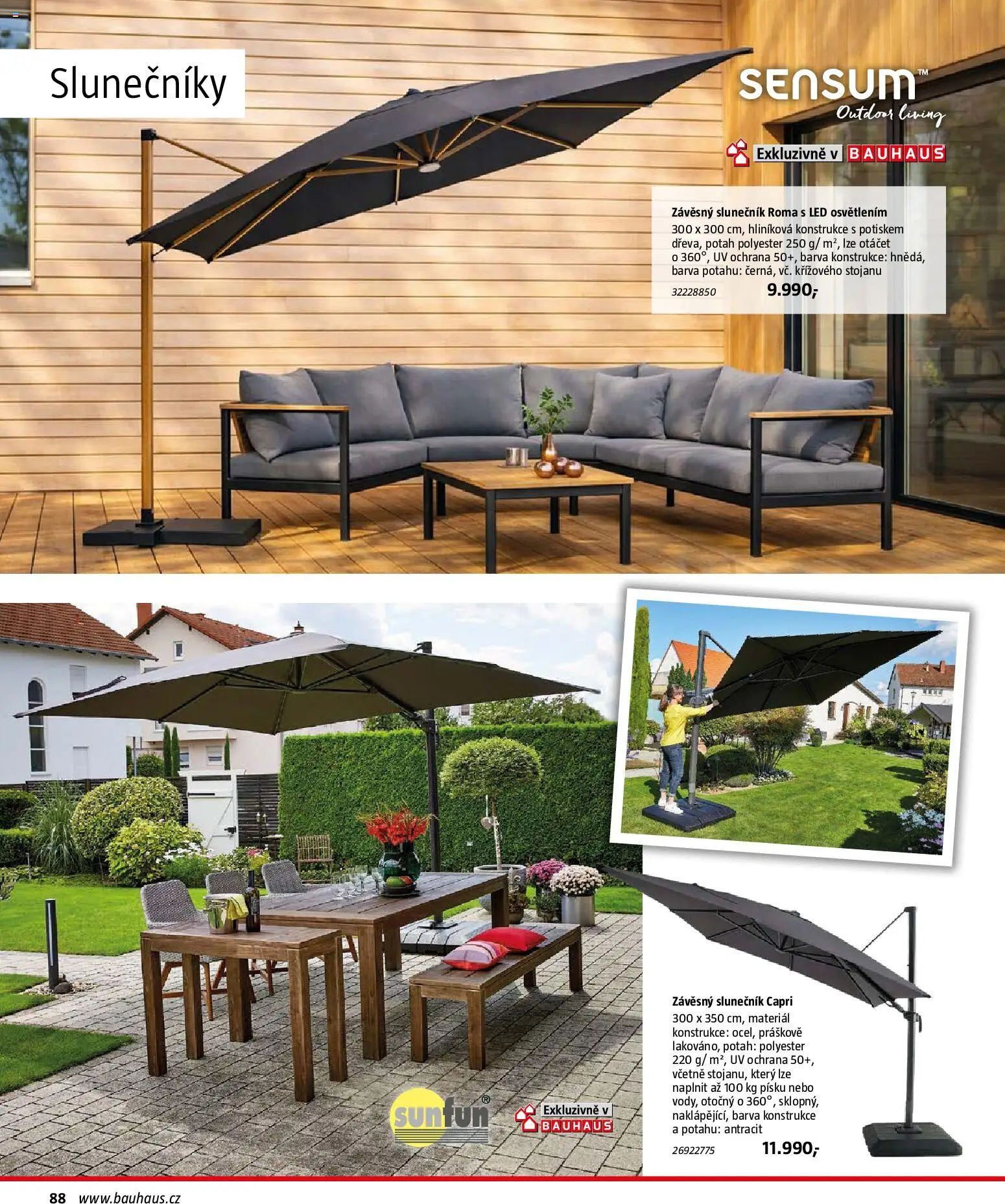 Bauhaus katalog Záhradní nábytek od 08.04.2026 | Strana: 88 | Produkty: Slunečník, LED