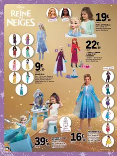 E.Leclerc - Prévisualisation de POUPÉE ELSA, Dim.: 29 cm env. Existe en Anna, Raiponce, Cendrillon, Vaiana, Aurore, Blanche-Neige, Belle, Ariel et Jasmine. Dès 3 ans. valide à partir de 14.10.2025 | Page: 38 | Produits: Poupée, Ariel, Tête à coiffer, Costume