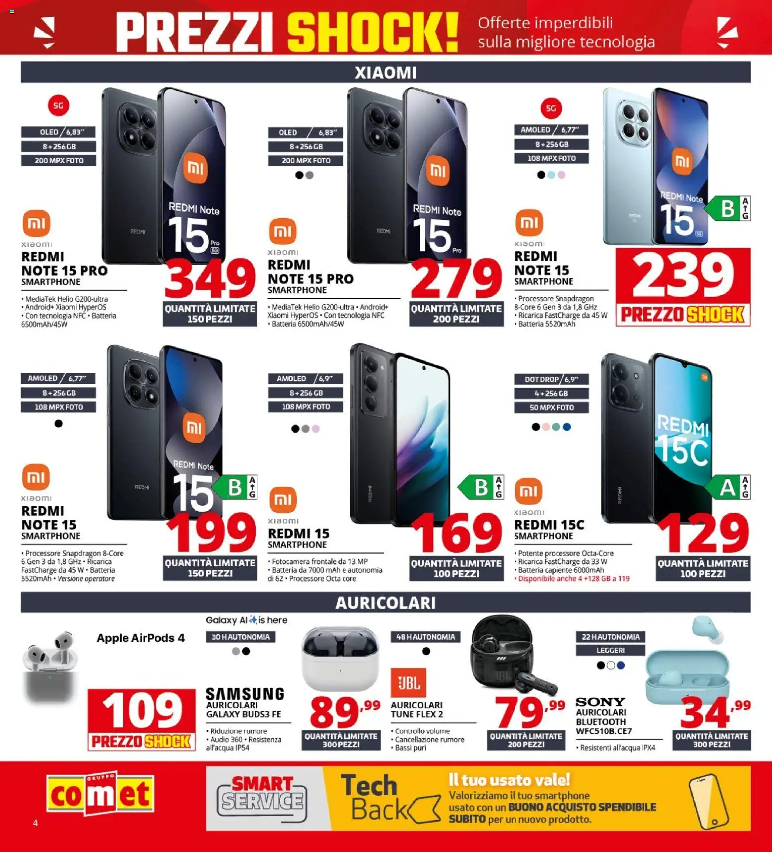 Volantino Comet del 23.04.2026 | Pagina: 4 | Prodotti: Xiaomi, Fotocamera, Airpods, Samsung
