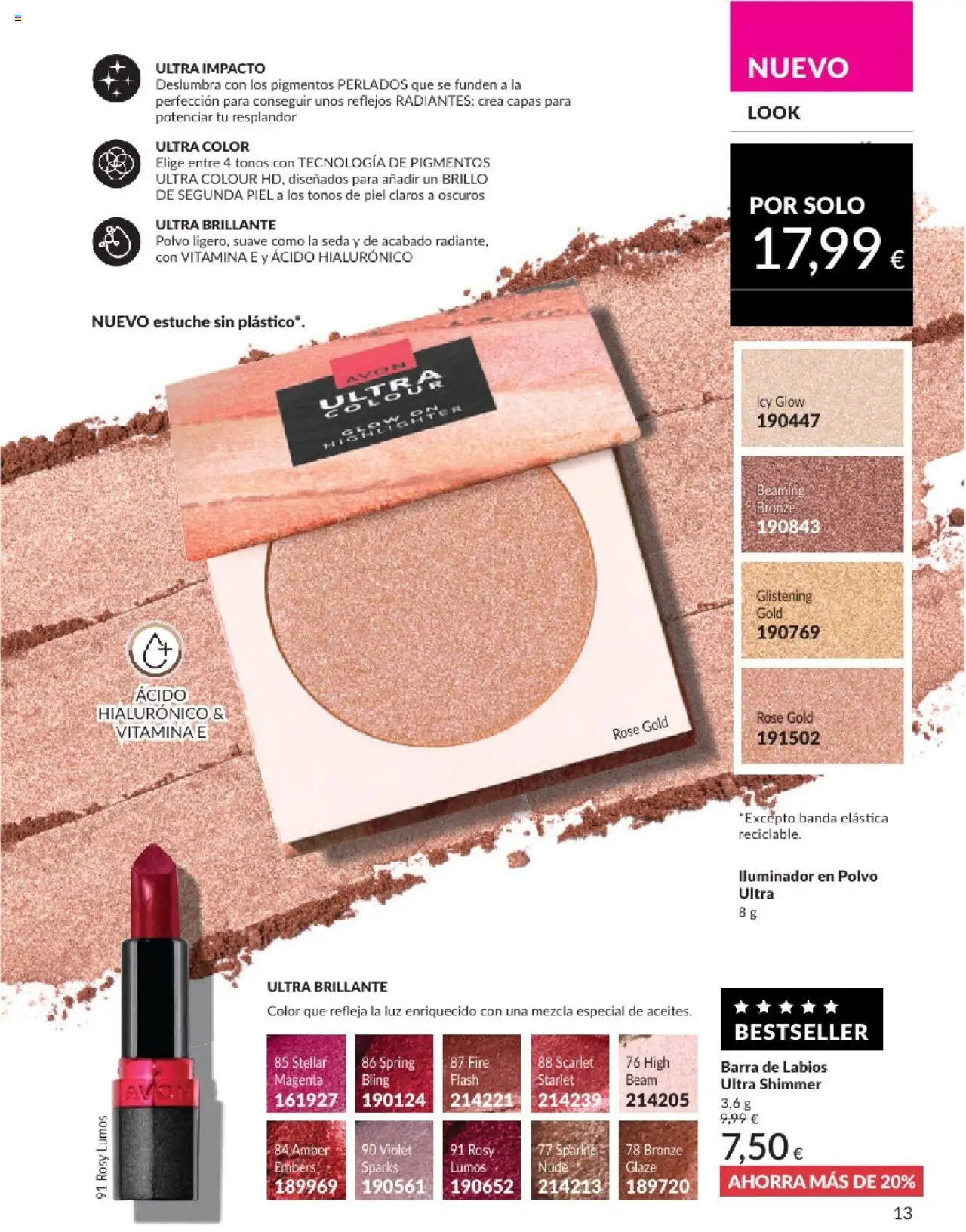Catálogo AVON campaña 6 │ válido desde el 01.06.2025 | Página: 13 | Productos: Polvo, Iluminador, Barra de labios