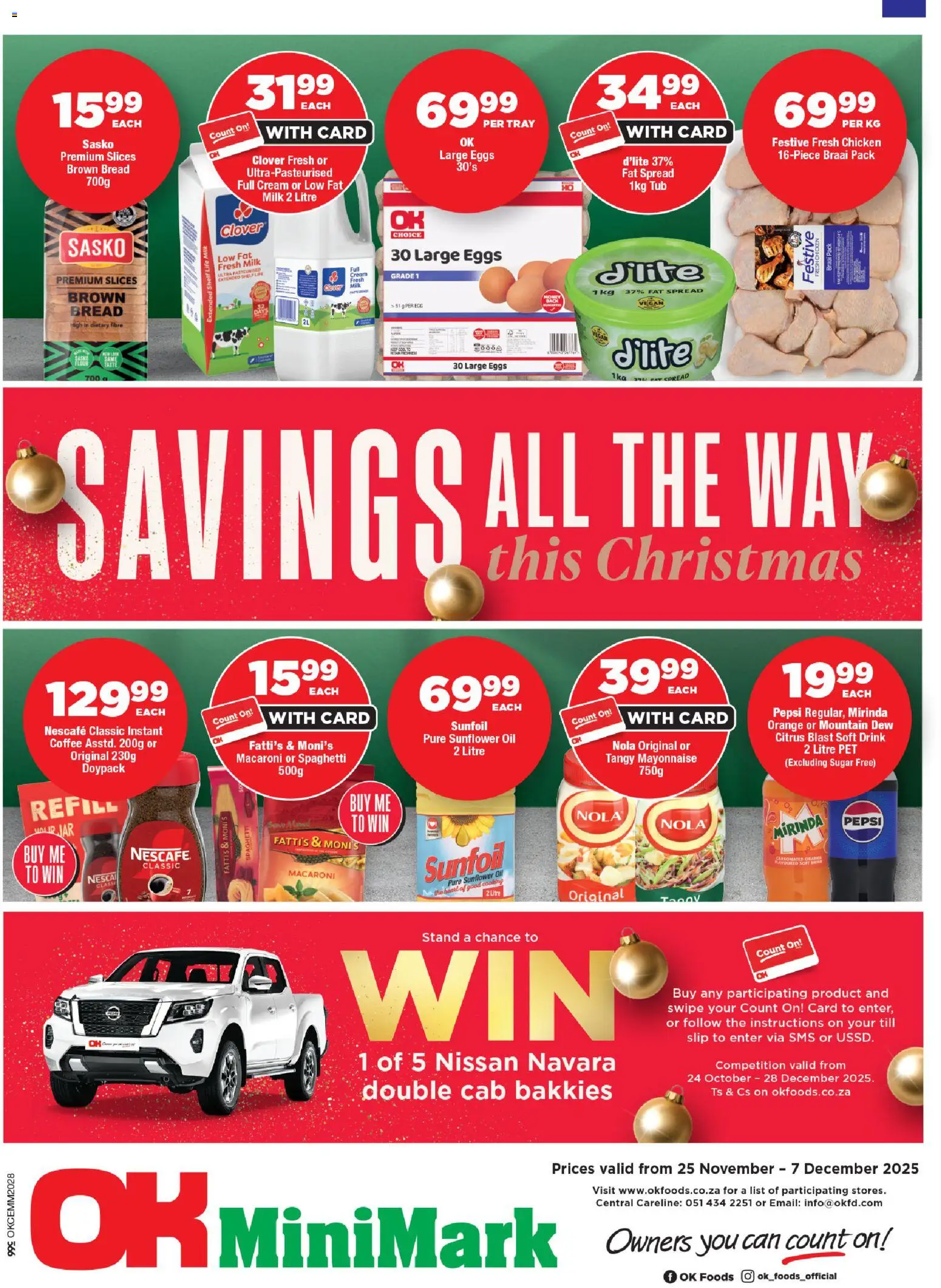 New OK Foods catalogue – valid from 25.11.2025 | Page: 1 | Products: Milk, Chicken, Fat spread, Sugar