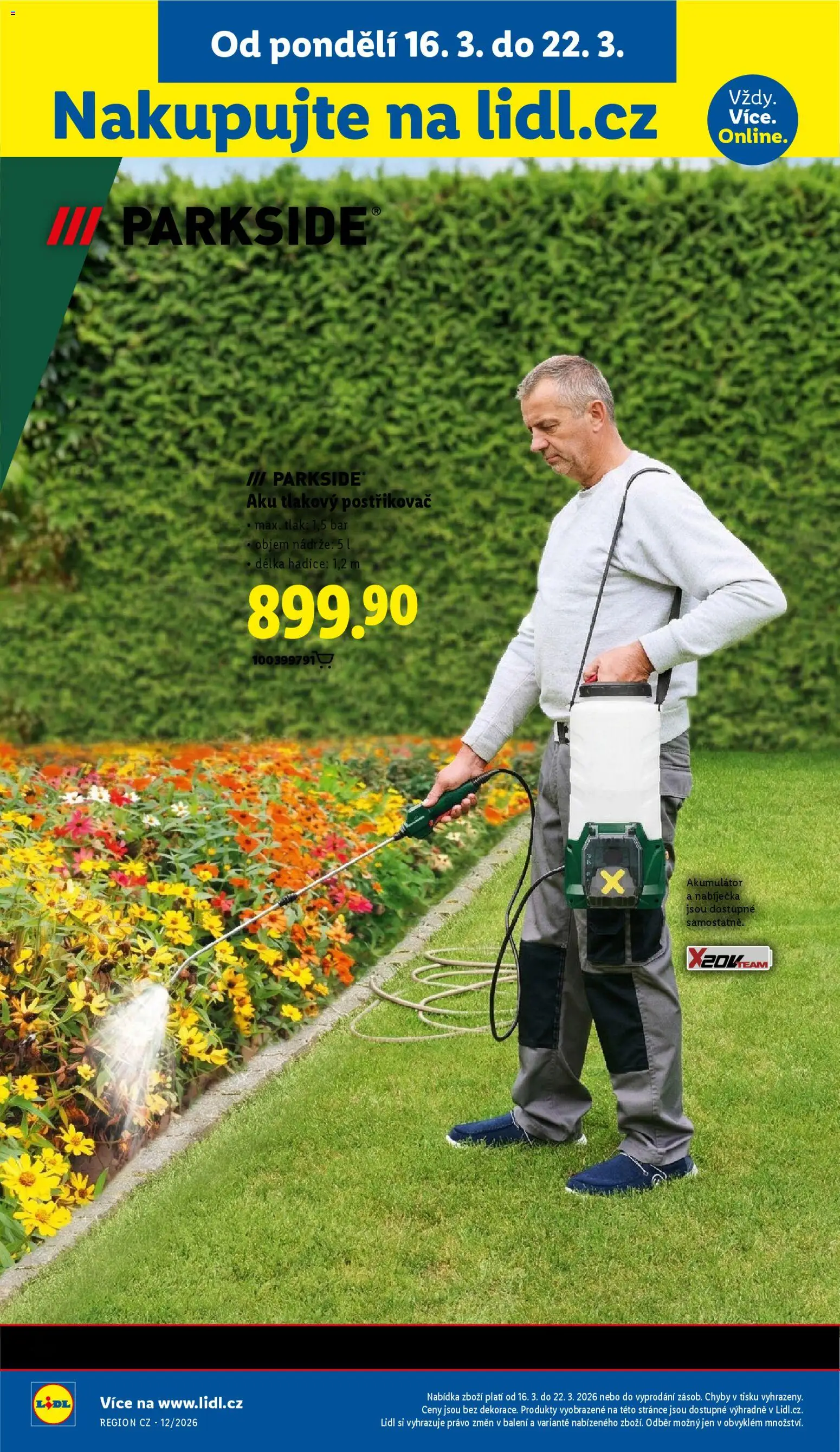 Lidl leták - Spotřební zboží od 19.03.2026 | Strana: 10 | Produkty: Parkside, Tlakový postřikovač, Hadice, Postřikovač