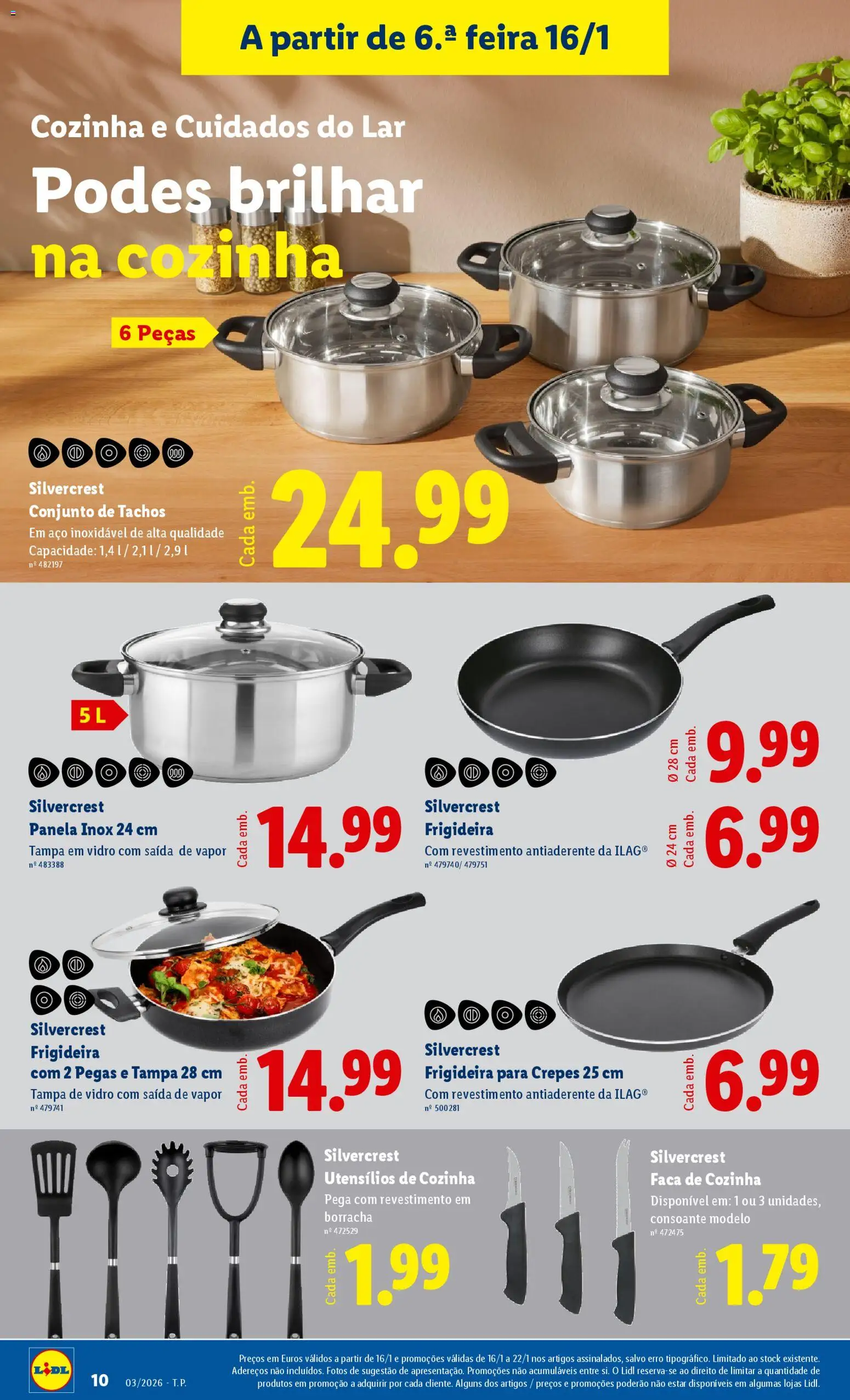 Lidl Novidades │ válido de 12.01.2026 | Página: 10 | Produtos: Faca, Frigideira, Panela