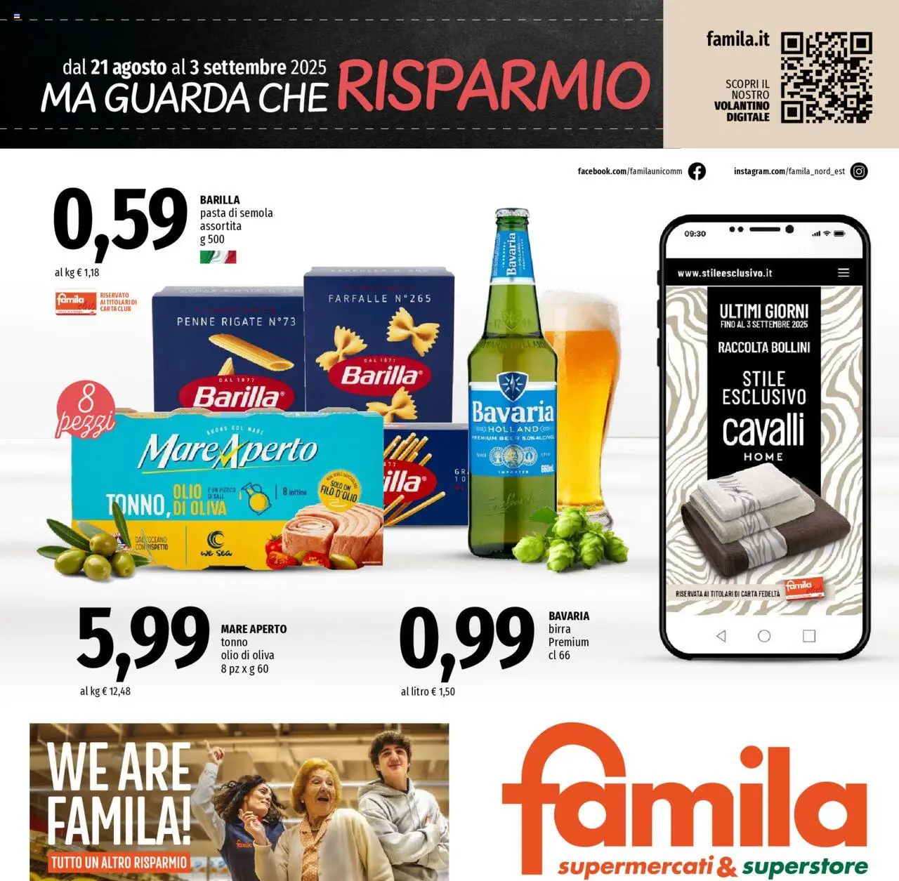 Volantino Famila del 21.08.2025 | Pagina: 1 | Prodotti: Birra, Olio, Pasta, Penne