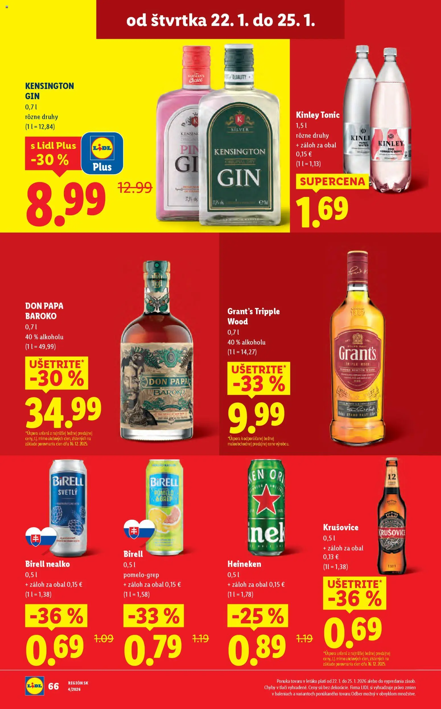 Nové Lidl akcie – leták je platný od 19.01.2026 | Strana: 76 | Produkty: Birell, Krušovice, Don Papa, Pomelo