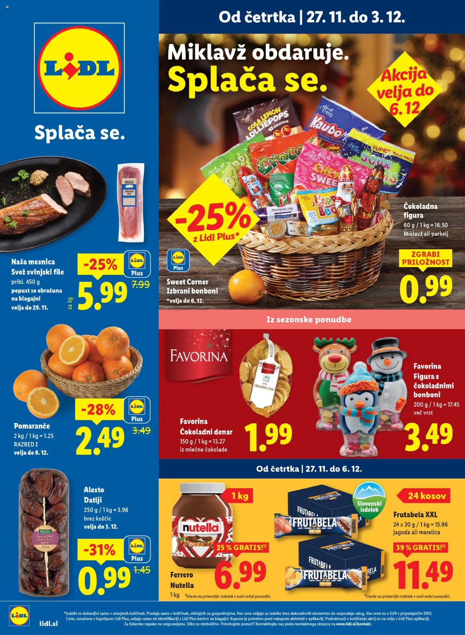 Novi Lidl katalog ponudbe – veljaven od 27.11.2025 | Stran: 1 | Izdelki: Datlji, Bonboni, Pomarance