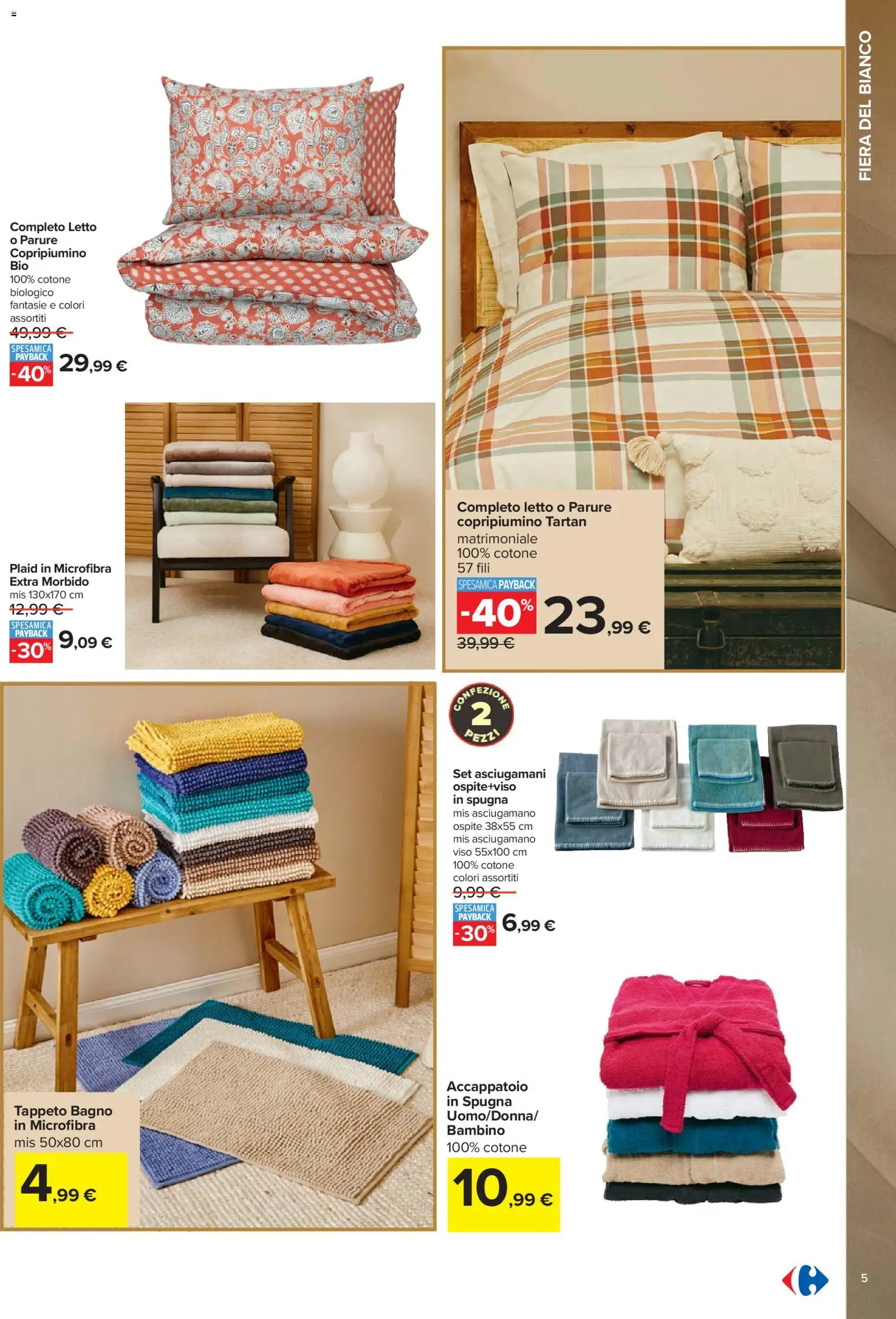 Volantino Carrefour del 27.12.2025 | Pagina: 5 | Prodotti: Plaid, Letto, Asciugamano, Tappeto