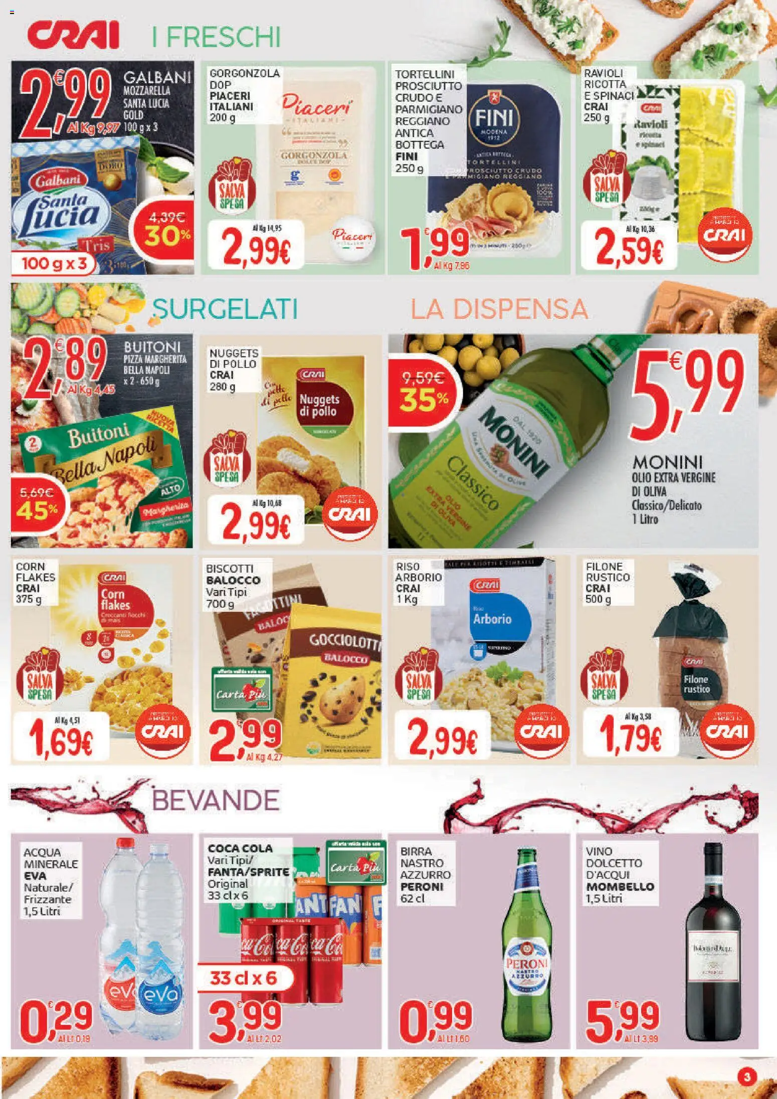 Volantino CRAI del 27.11.2025 | Pagina: 3 | Prodotti: Birra, Nuggets, Vino, Parmigiano