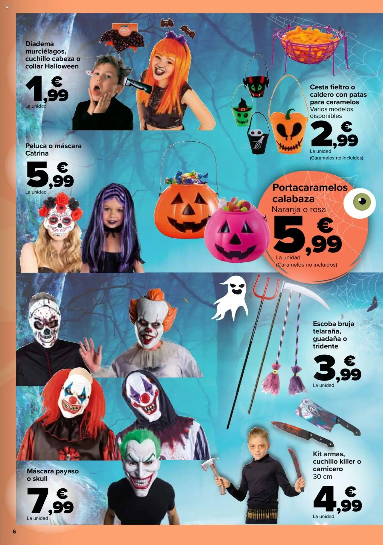 Carrefour - Halloween │ válido desde el 07.10.2025 | Página: 6 | Productos: Máscara, Πράσινο τσάι, Escoba, Cesta