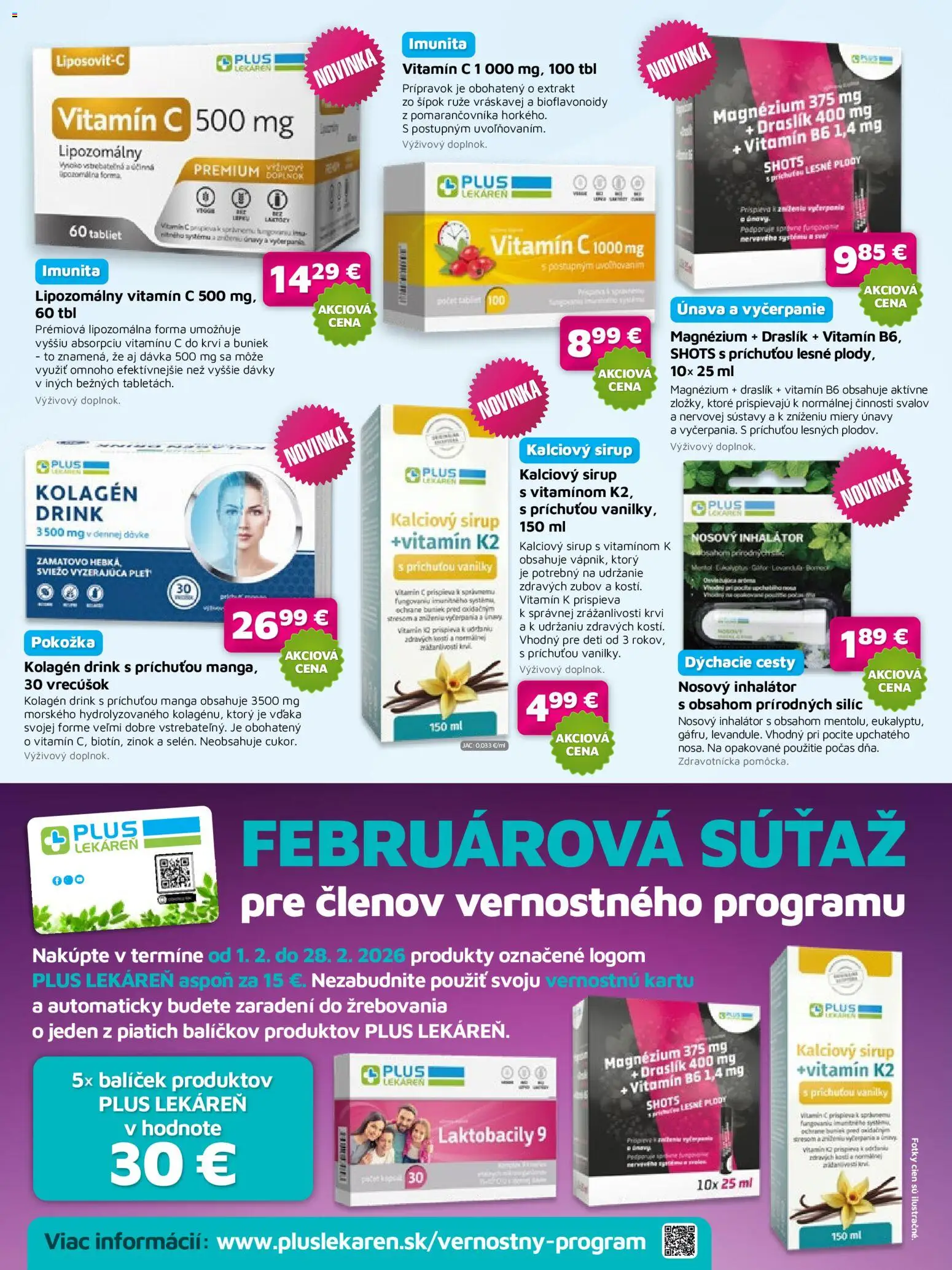 Nové Plus lekáreň akcie – leták je platný od 01.02.2026 | Strana: 8 | Produkty: Inhalátor, Kolagén, Ruže