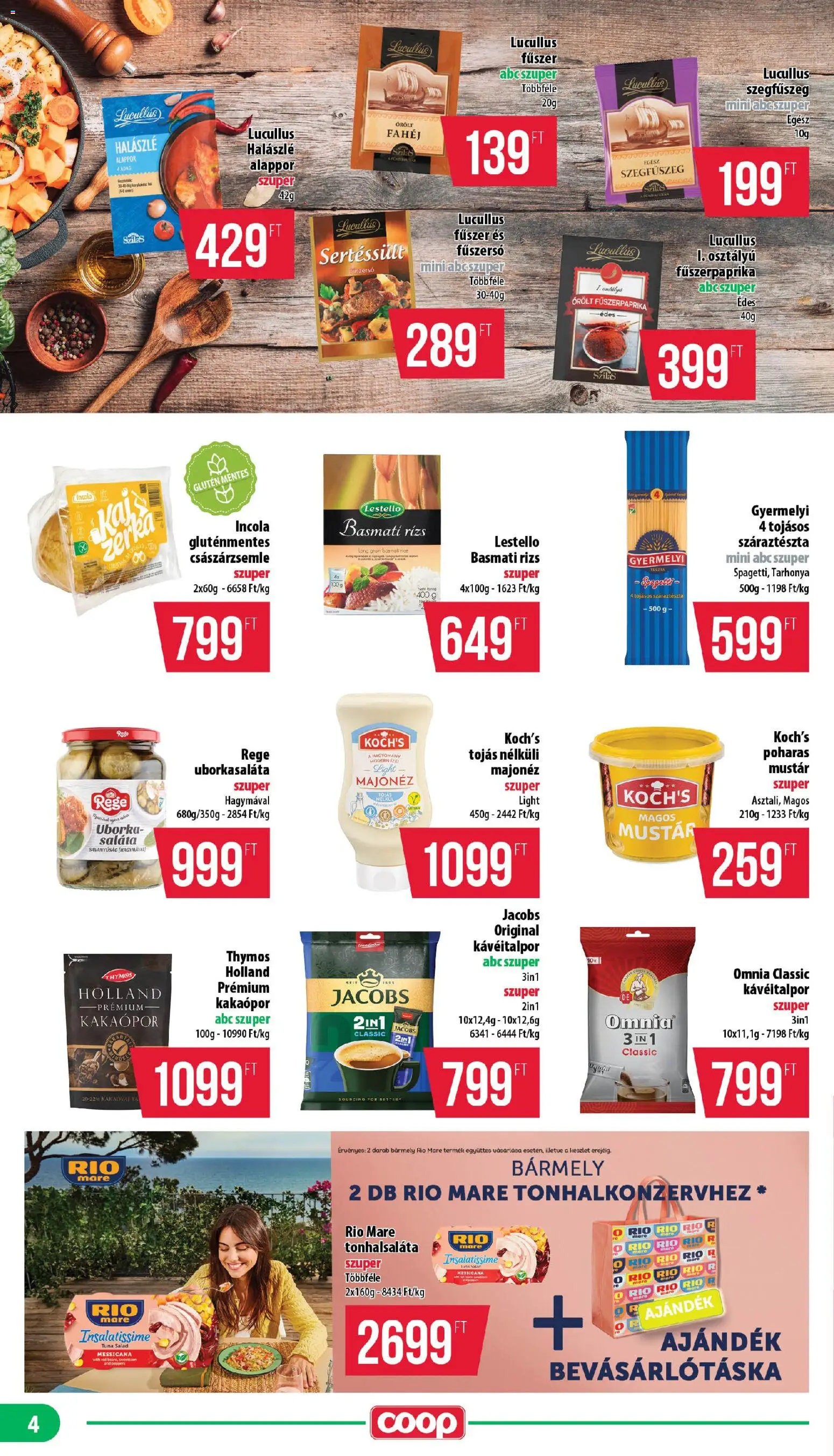 COOP akciós ujság - amely érvényes a következő dátumtól: 11.12.2025 | Oldal: 4 | Termékek: Száraztészta, Kakaópor, Fahéj, Halászlé