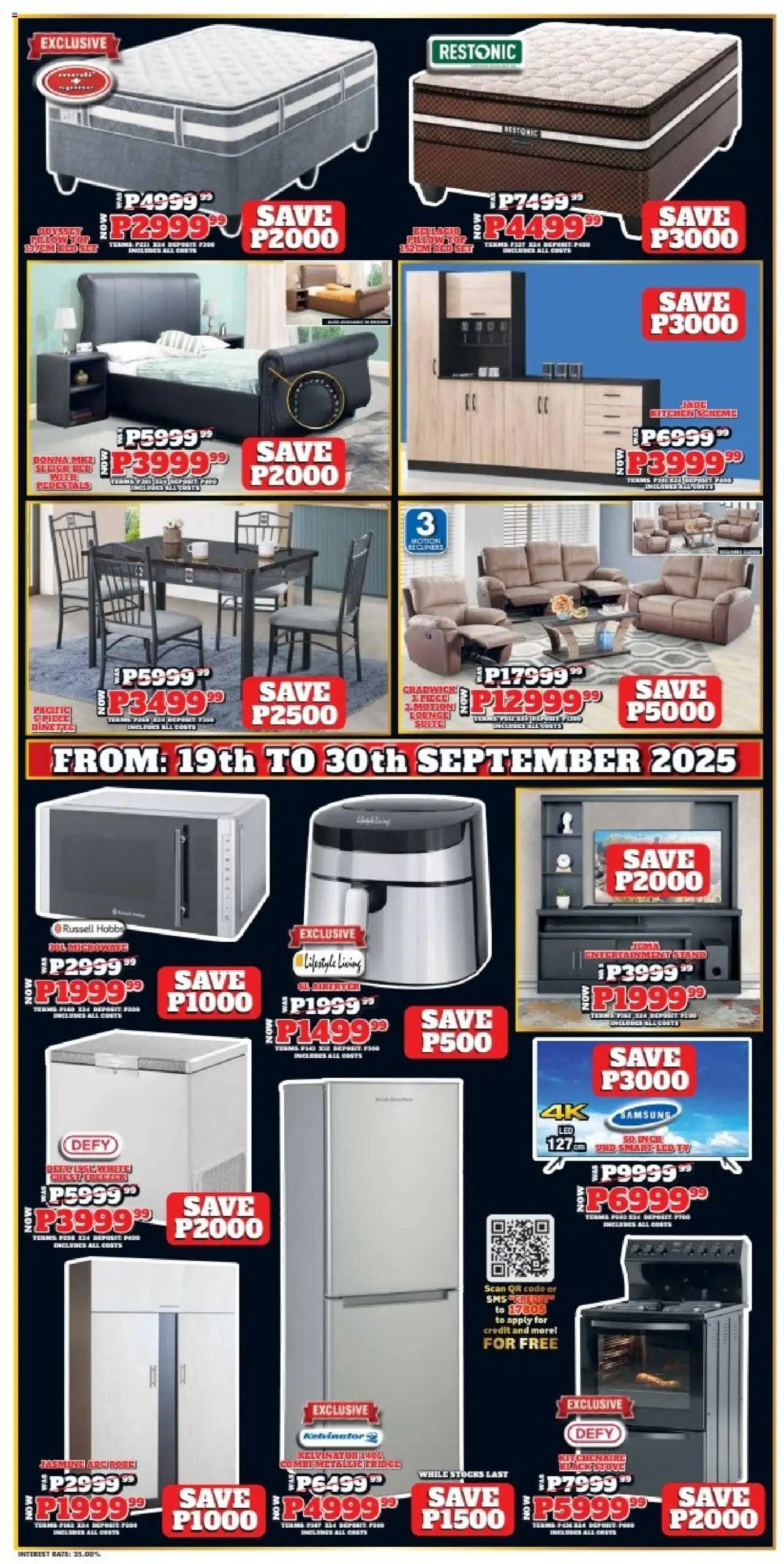 New Lewis Stores catalogue – valid from 19.09.2025 | Page: 2 | Products: Stove, Bed, Pillow, TV