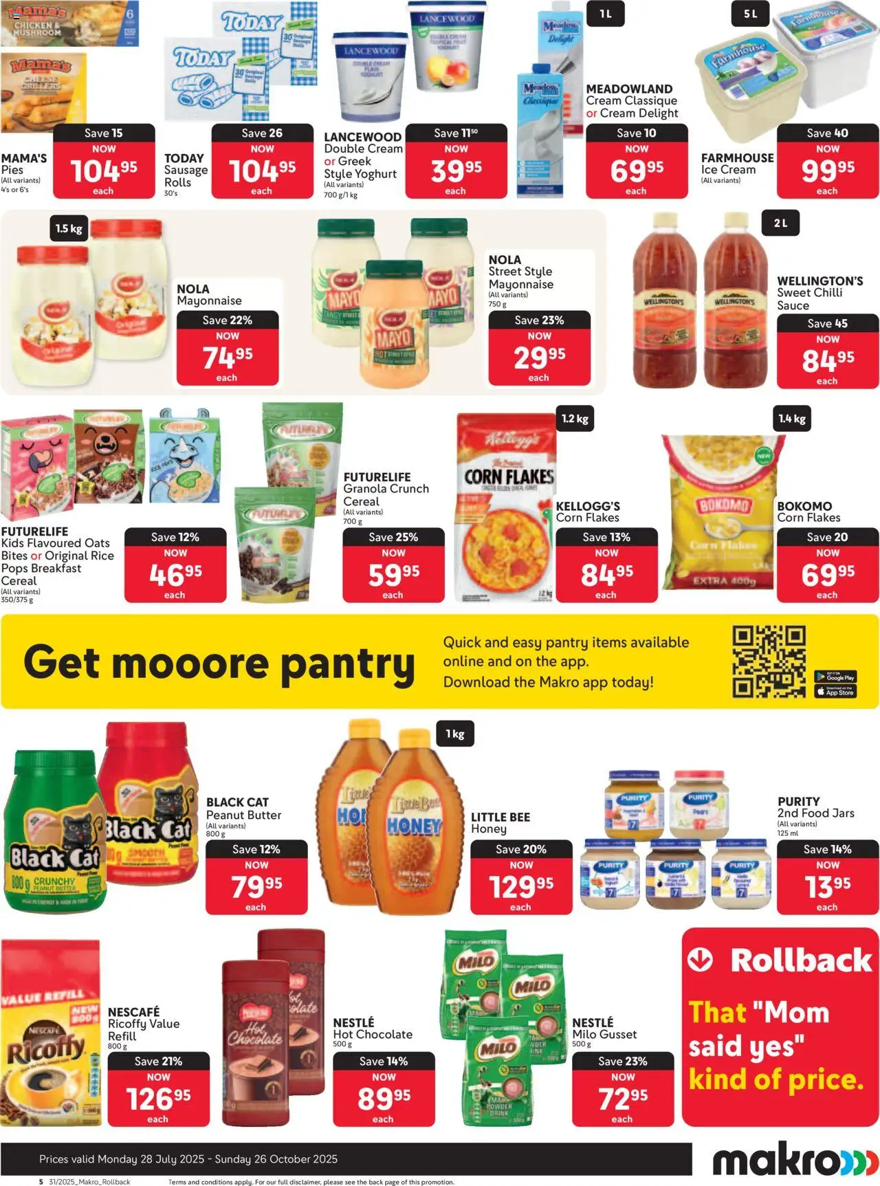 Makro - Rollback Specials │ valid from 28.07.2025 | Page: 5 | Products: Corn, Oats, Chicken, Cream