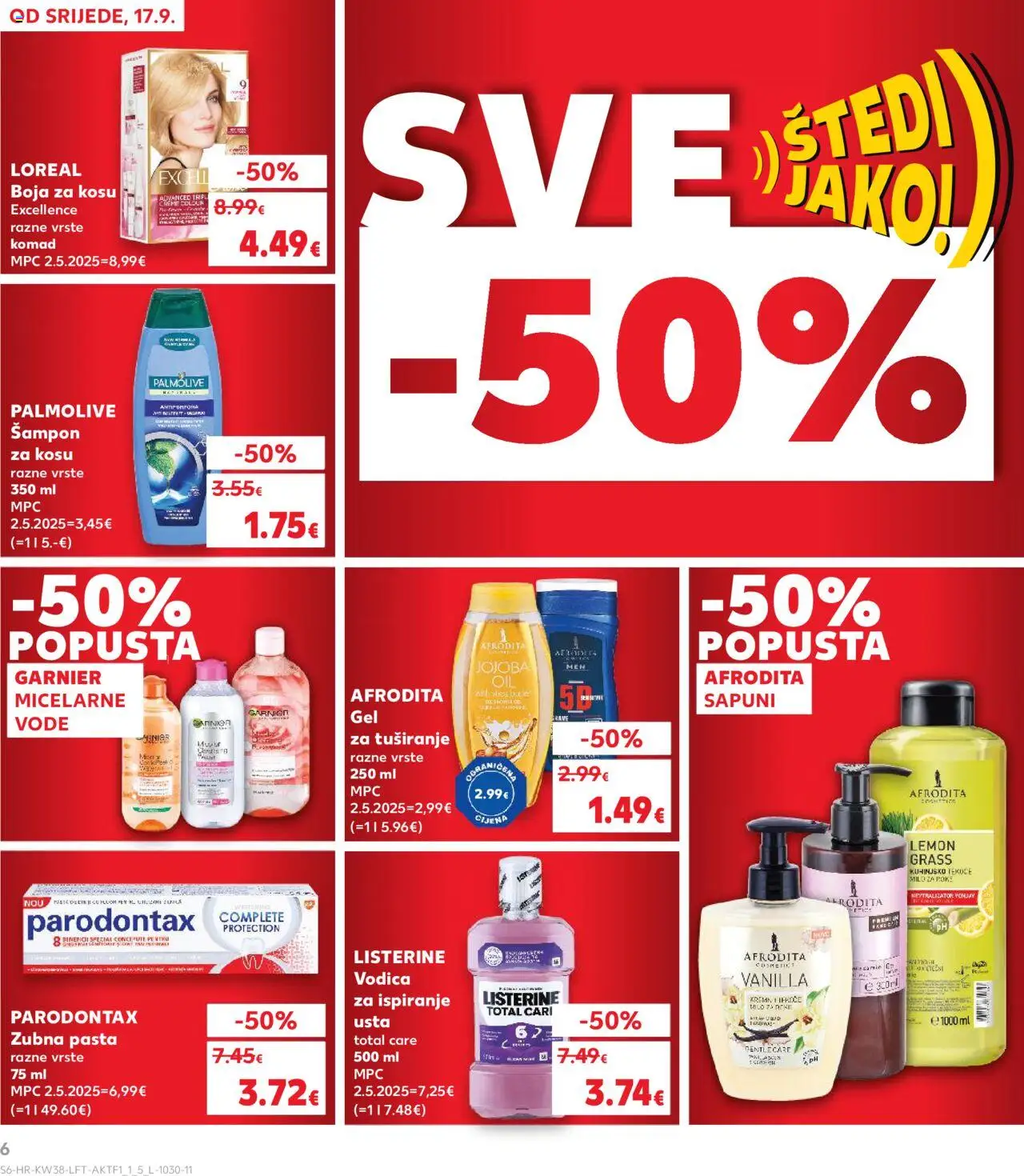 Kaufland HR akciós ujság - amely érvényes a következő dátumtól: 17.09.2025 | Oldal: 6 | Termékek: Sampon