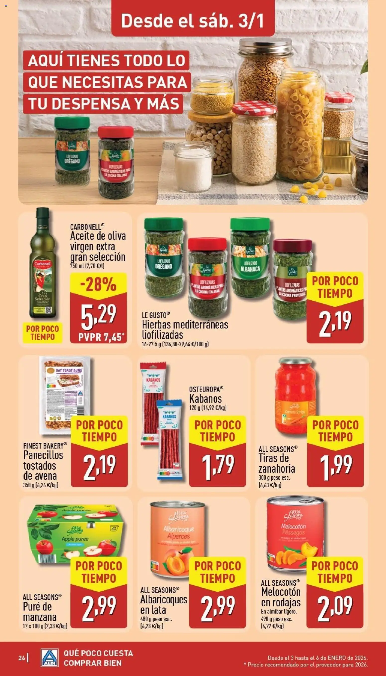 Aldi folleto Canarias │ válido desde el 29.12.2025 | Página: 26 | Productos: Zanahoria, Manzana, Aceite de oliva, Peso