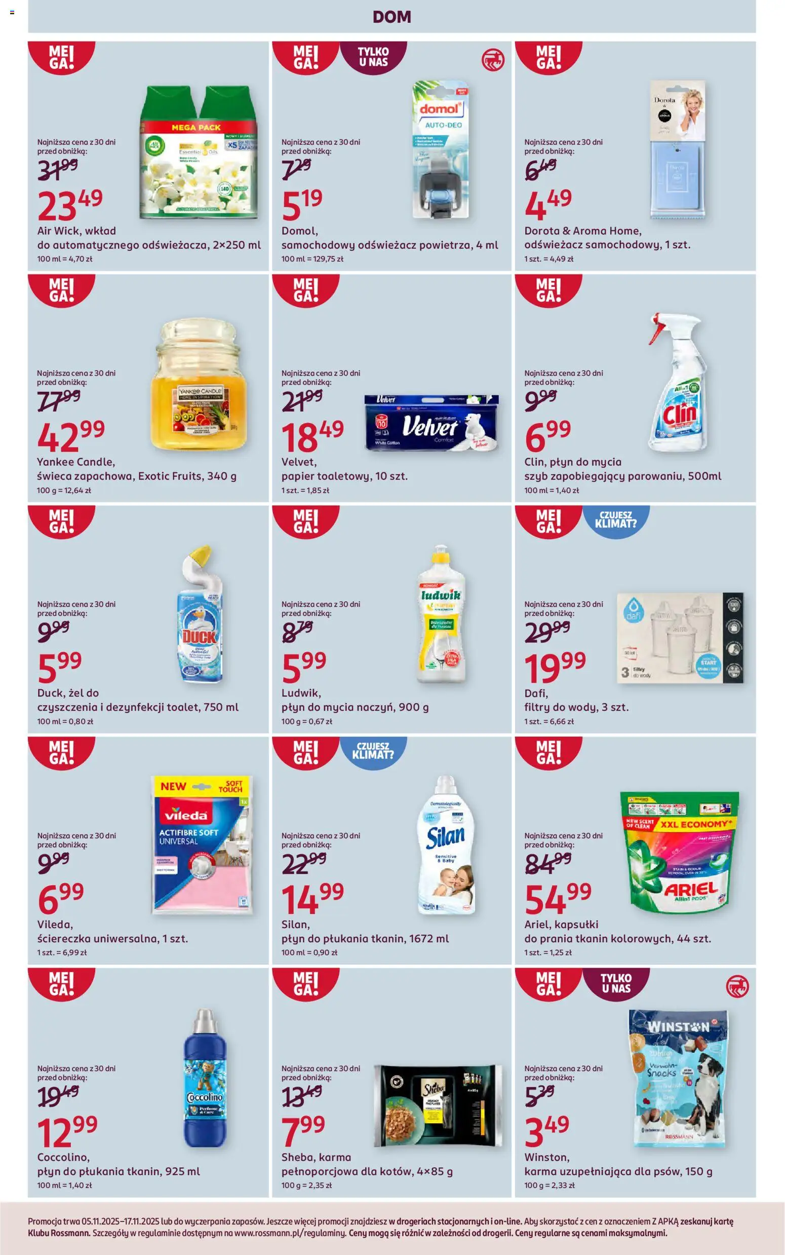 Rossmann Gazetka od 05.11.2025 | Strona: 3 | Produkty: Odświeżacz, Coccolino, Ariel, Vileda
