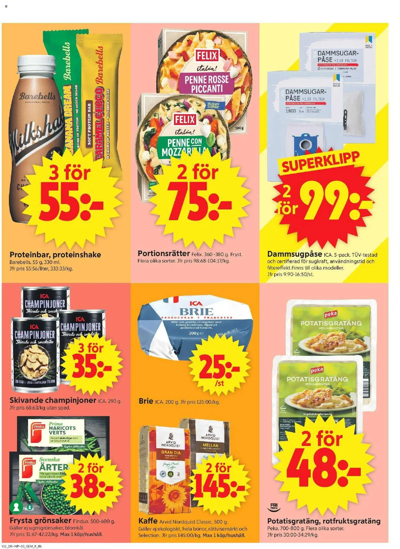 ICA Supermarket reklamblad aktuell från 09.03.2026 | Sida: 8 | Produkter: Gem, Galler, Potatisgratäng, Champinjoner