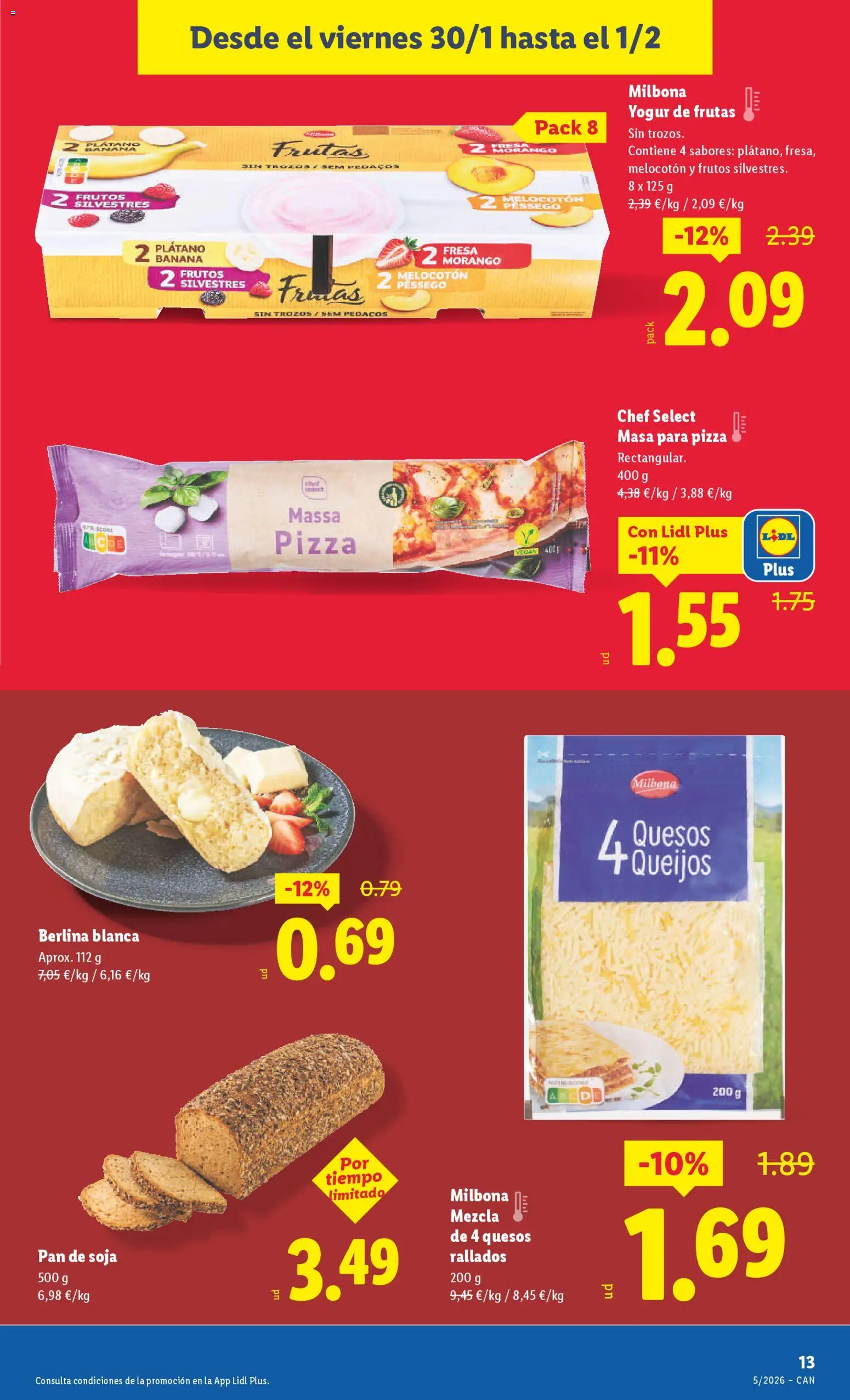 Lidl - Canarias │ válido desde el 26.01.2026 | Página: 33 | Productos: Yogur, Pan, Pizza