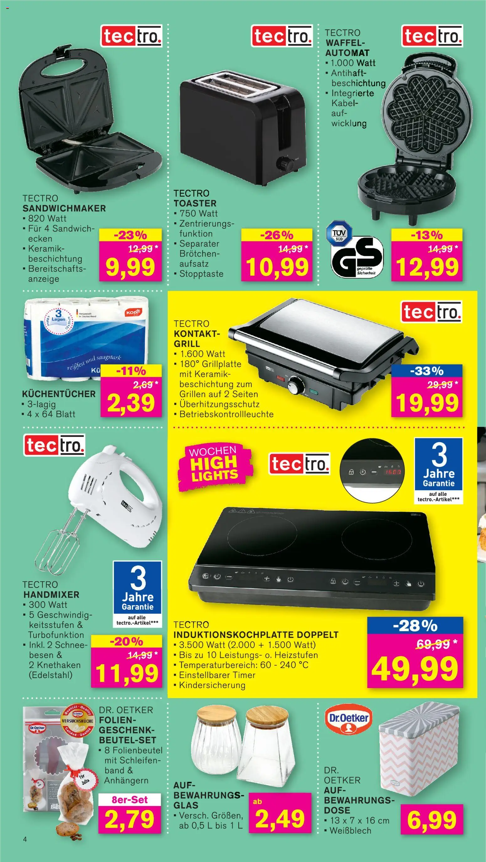 KODi Prospekt 	 – gültig ab 27.10.2025 | Seite: 4 | Produkte: Grill, Sandwichmaker, Toaster, Handmixer