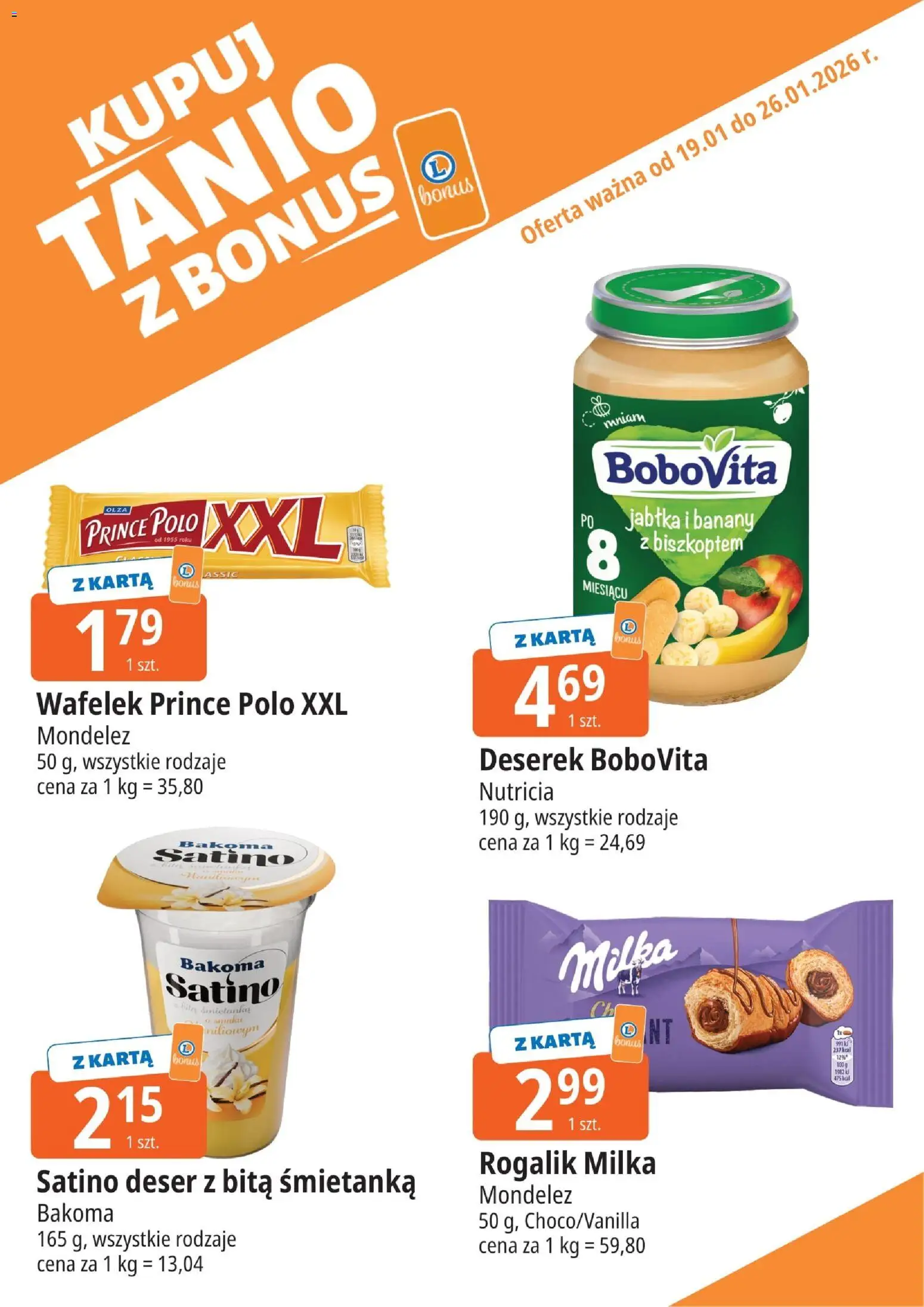 E.Leclerc Gazetka - Zamość kupony dodatkowe od 19.01.2026 | Strona: 7 | Produkty: Karta, Prince polo xxl, Jabłka, Banany