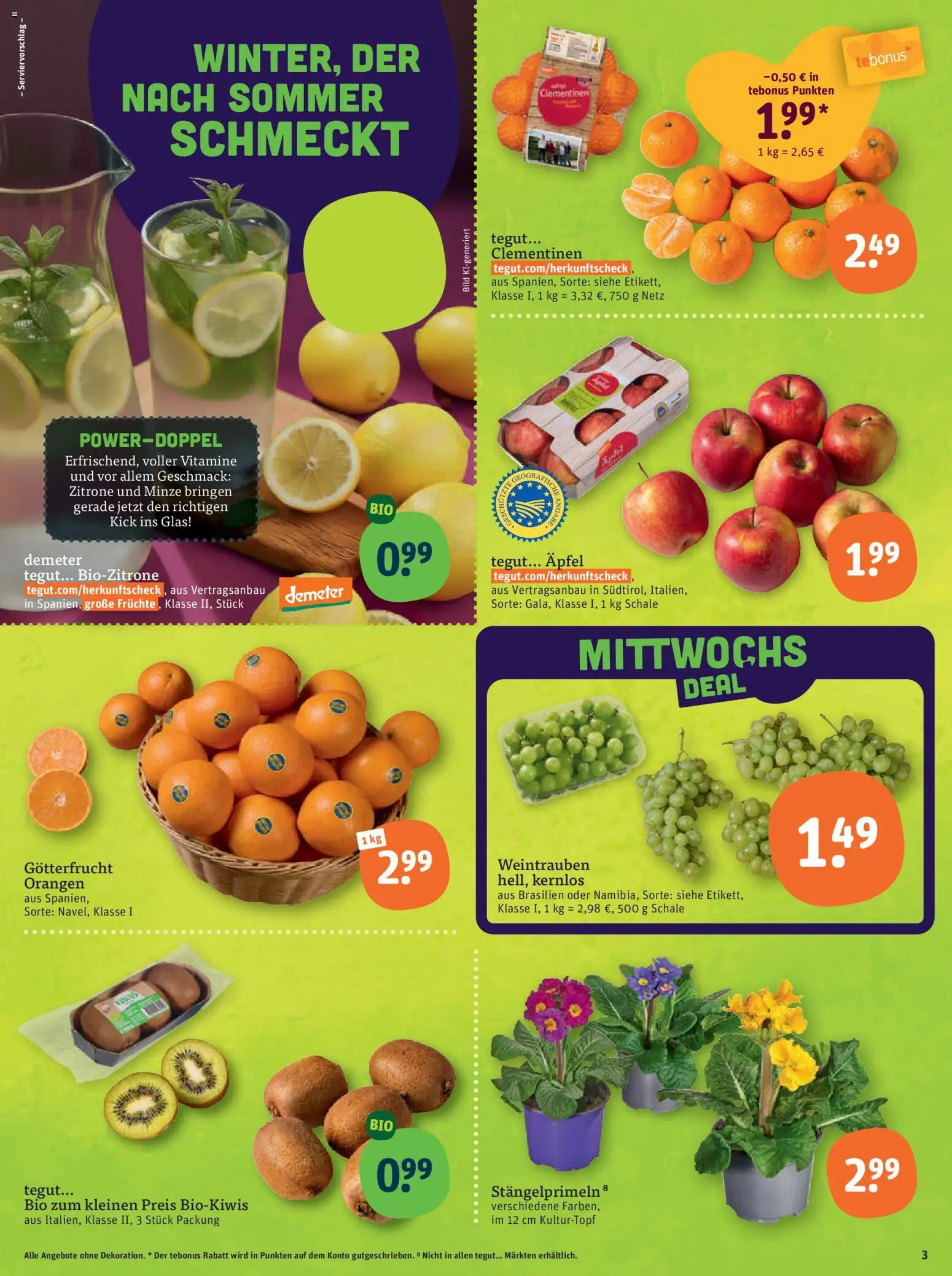 Tegut Prospekt – gültig ab 19.01.2026 | Seite: 5 | Produkte: Äpfel, Orangen, Zitrone, Weintrauben